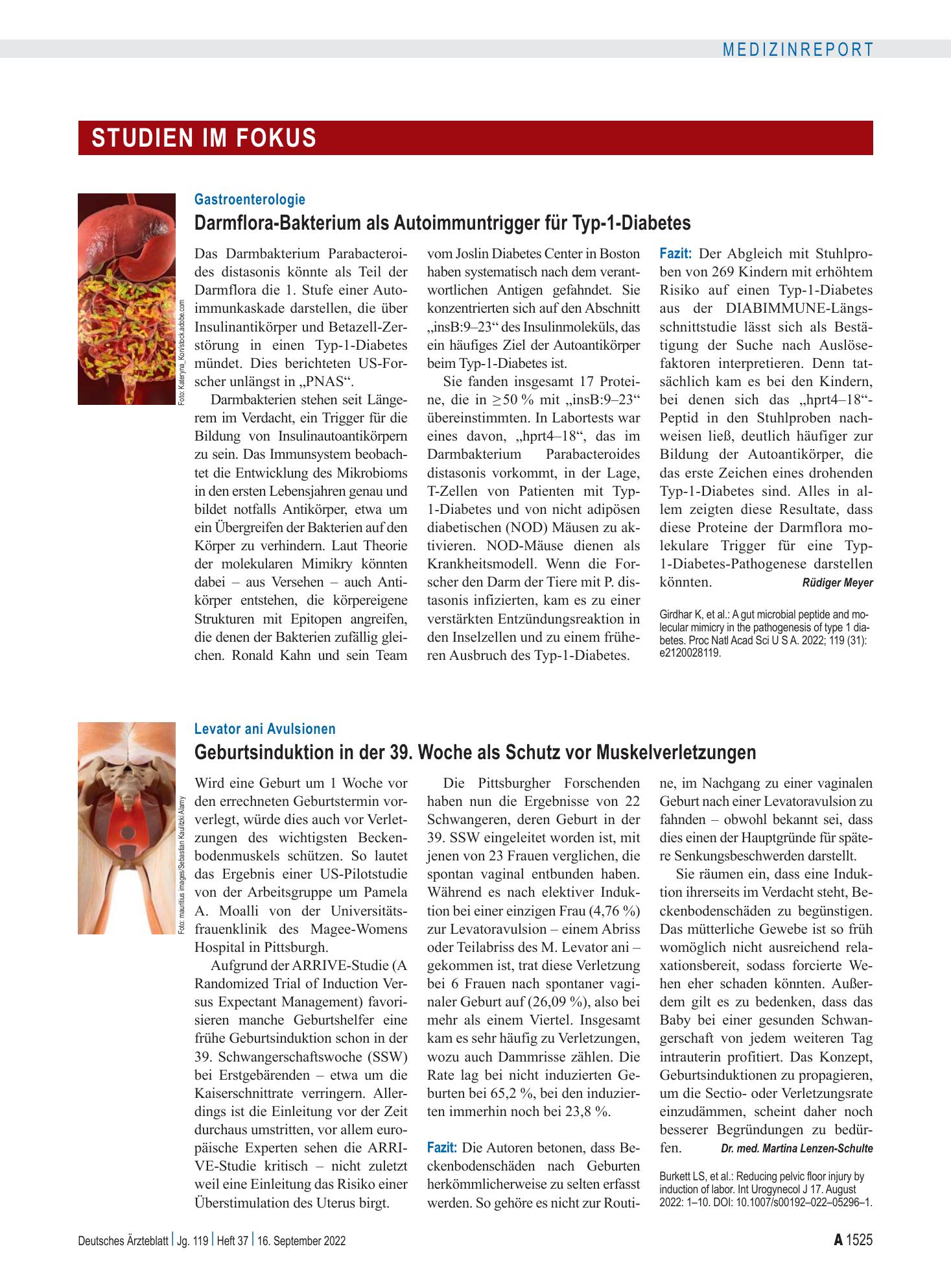 Vorschauseite 1: Gastroenterologie: Darmflora-Bakterium als Autoimmuntrigger für Typ-1-Diabetes – Deutsches Ärzteblatt