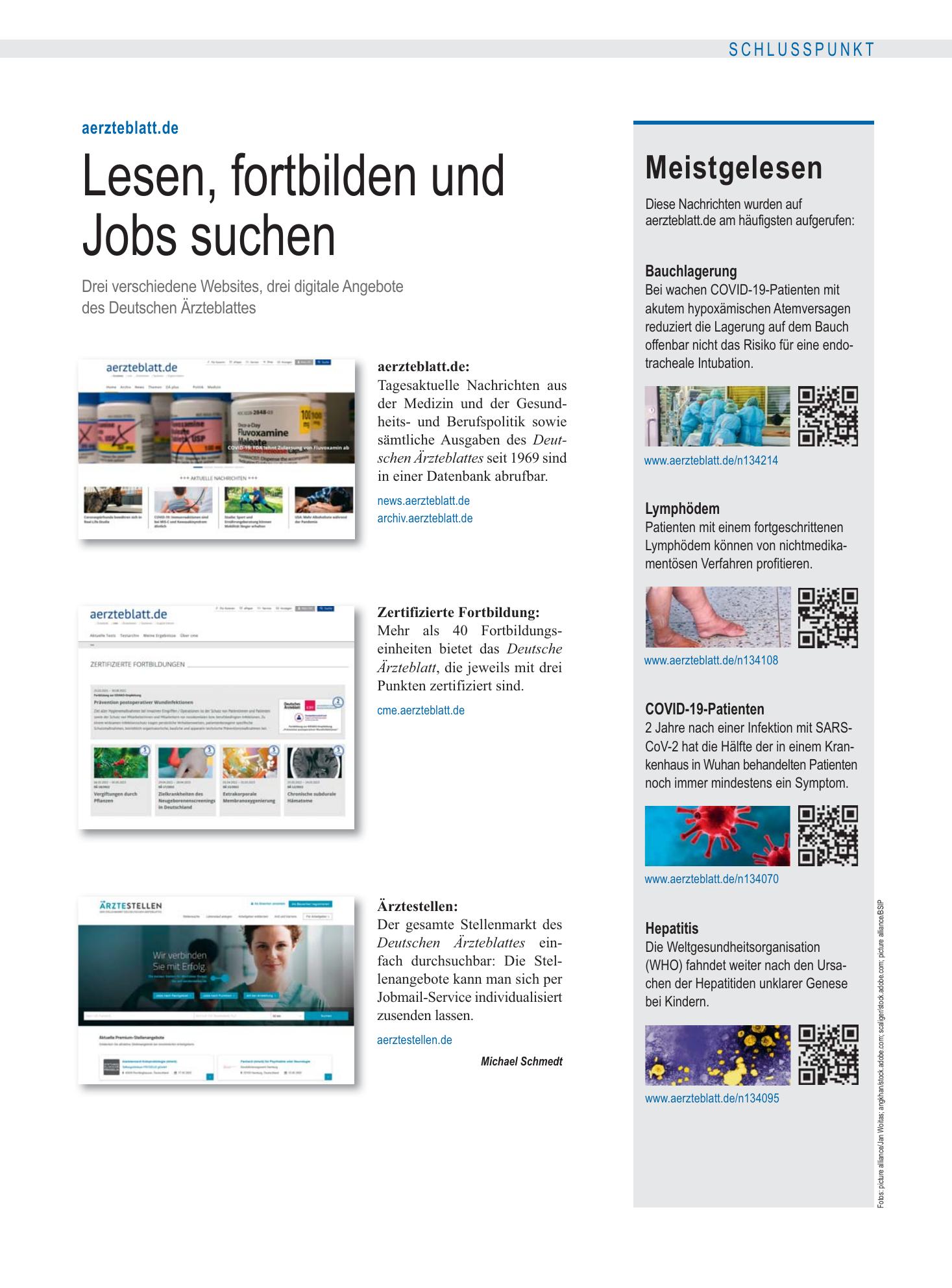 Vorschauseite 1: Meistgelesen – Deutsches Ärzteblatt