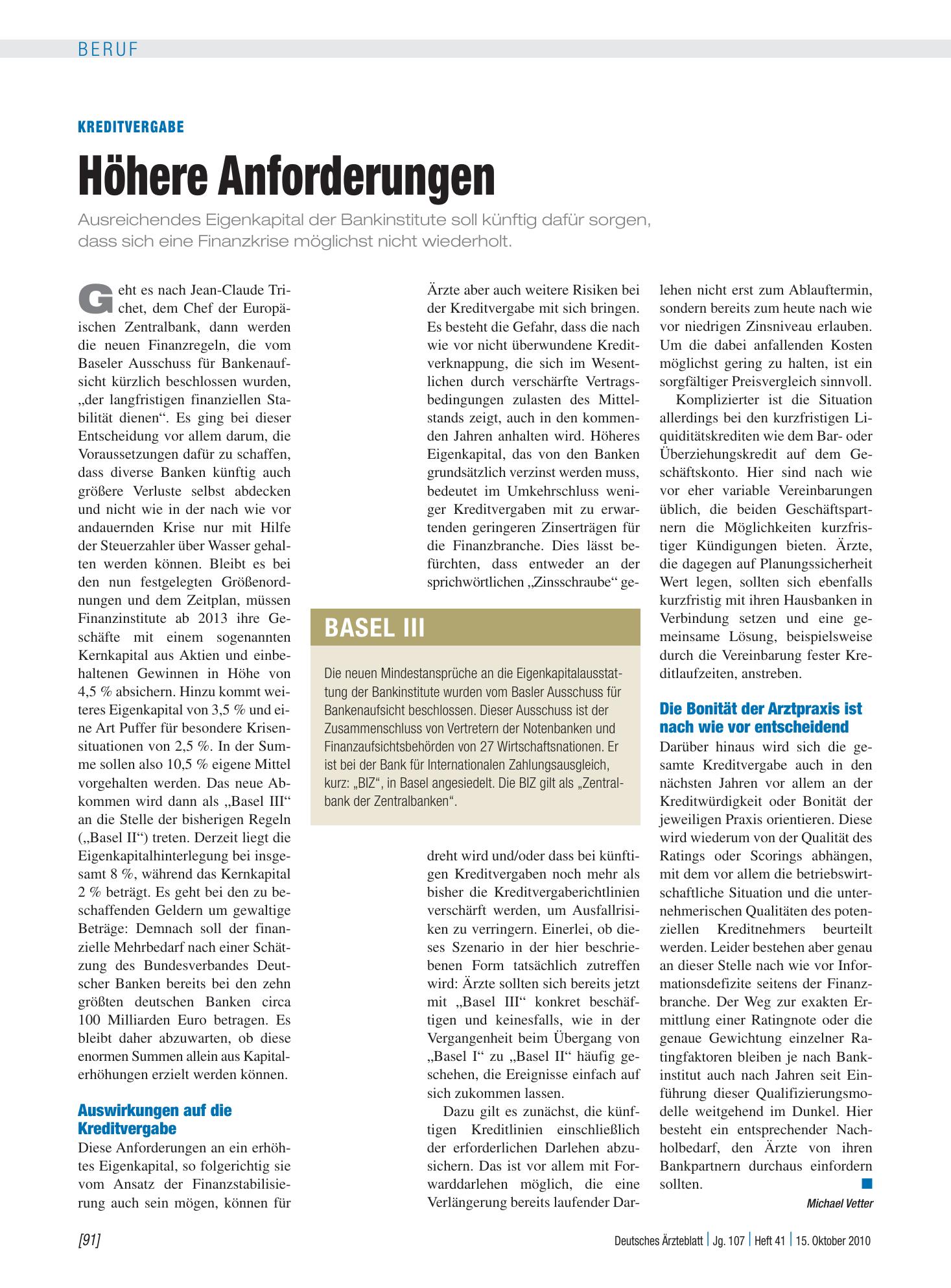 Vorschauseite 1: Basel III – Deutsches Ärzteblatt
