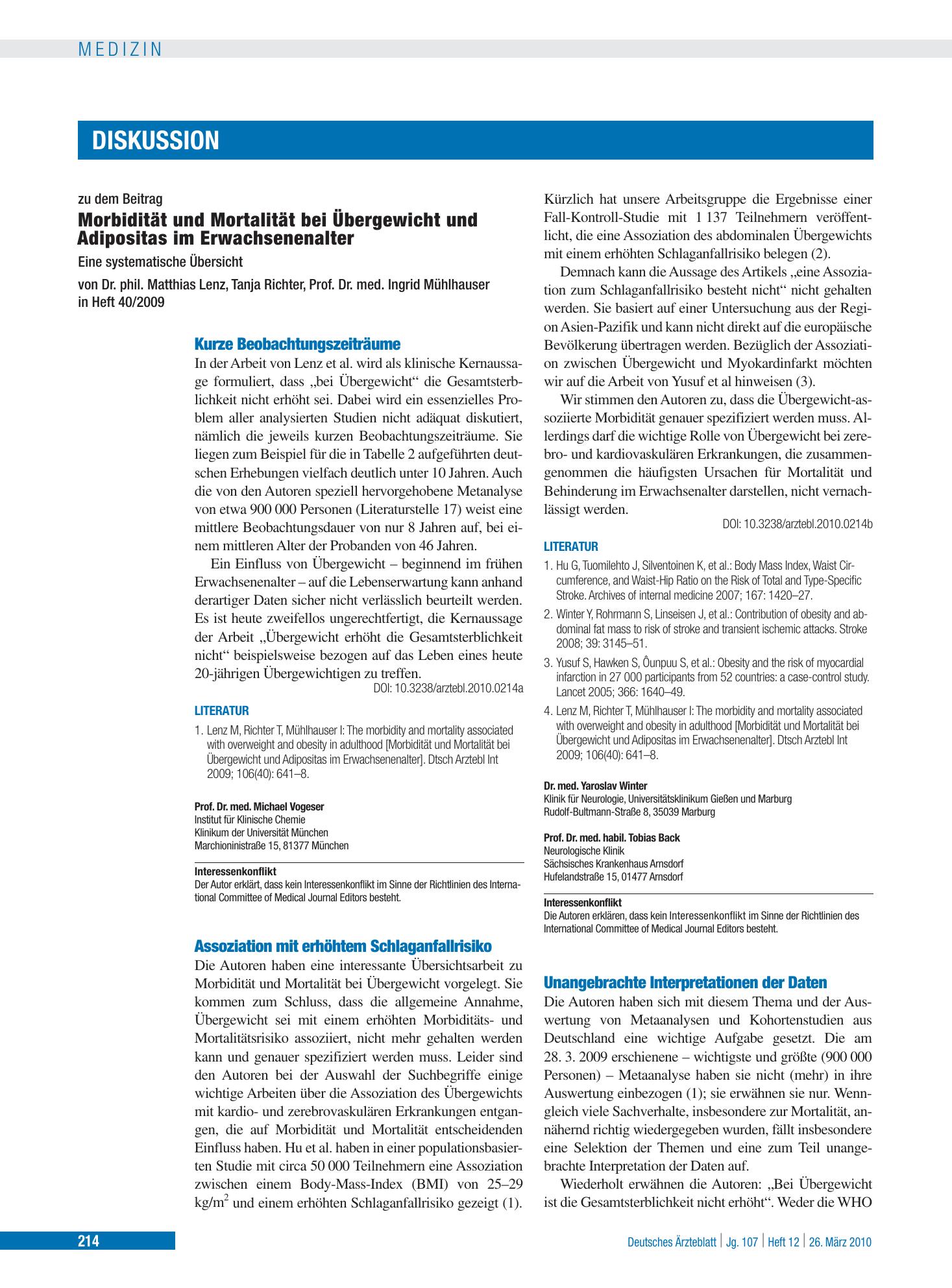 Vorschauseite 1: Unangebrachte Interpretationen der Daten – Deutsches Ärzteblatt