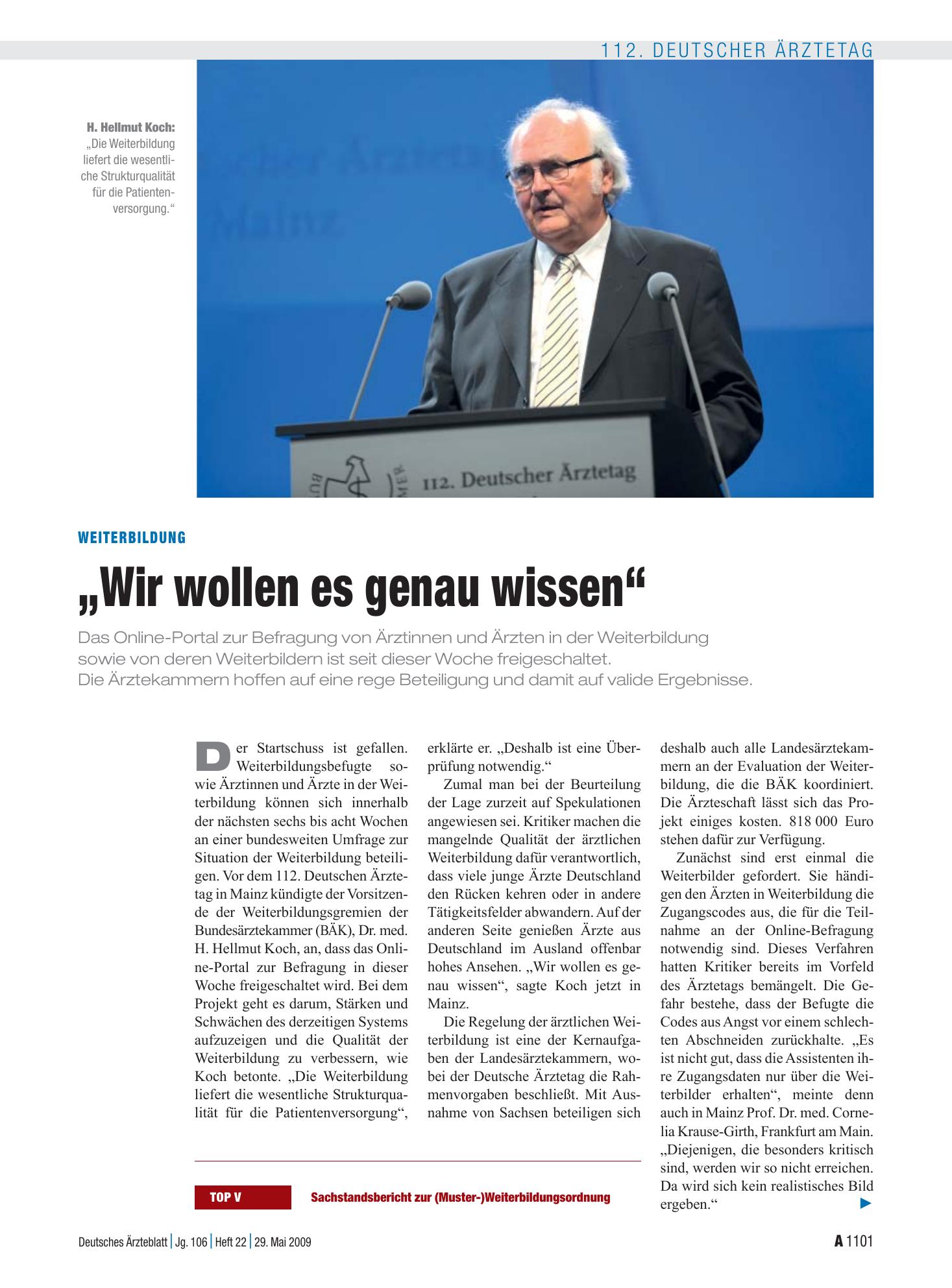 Vorschauseite 1: Weiterbildung: „Wir wollen es genau wissen“ – Deutsches Ärzteblatt