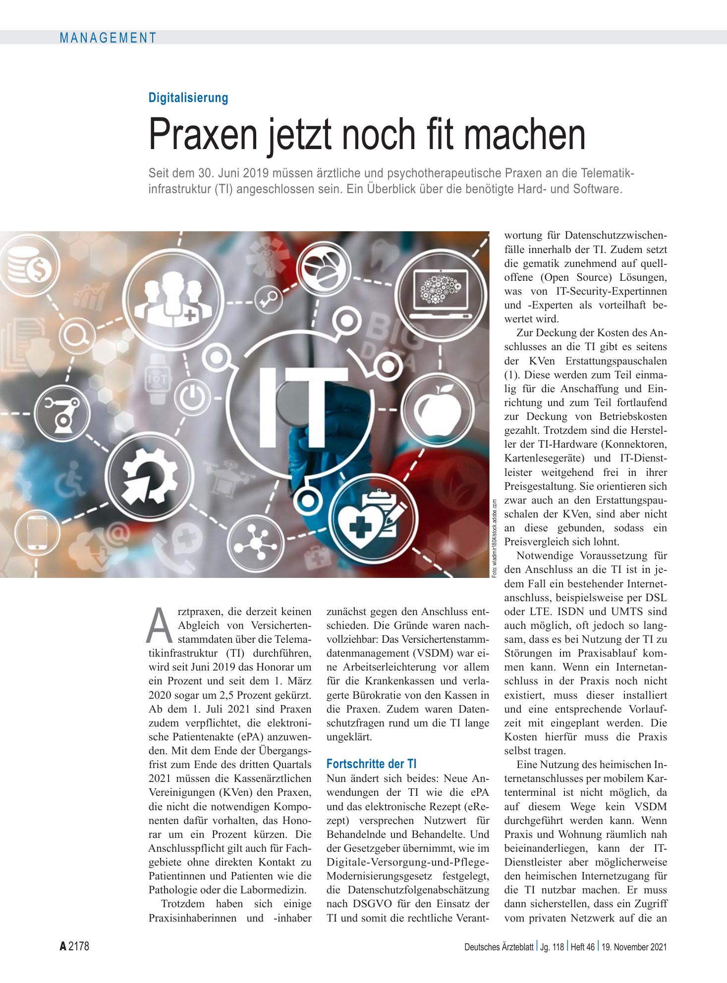Vorschauseite 1: Digitalisierung: Praxen jetzt noch fit machen – Deutsches Ärzteblatt