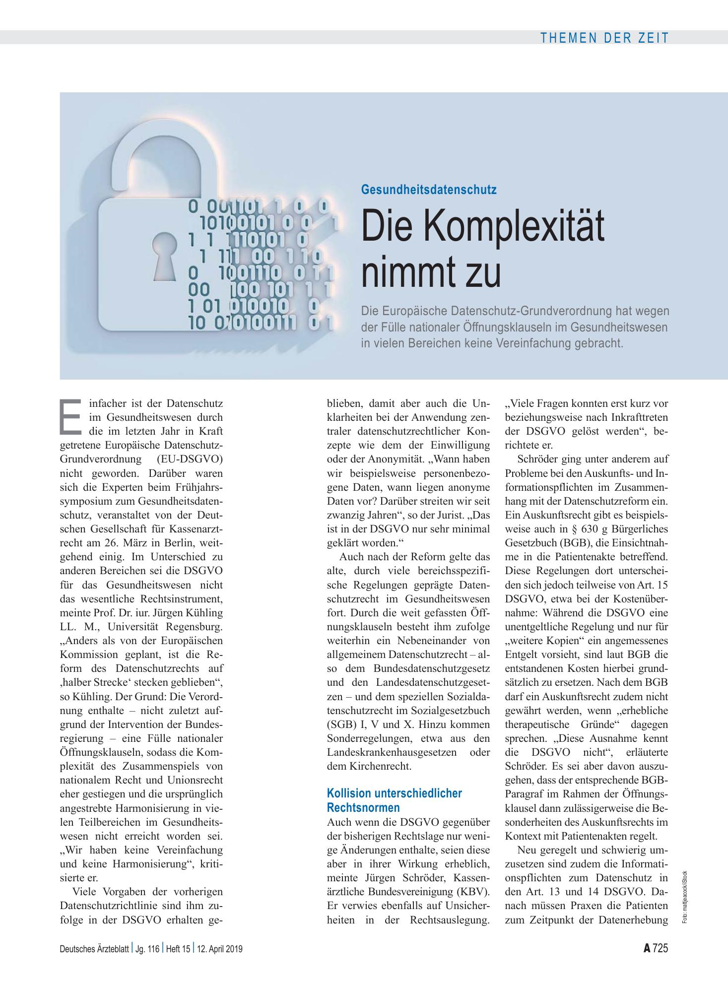 Vorschauseite 1: Gesundheitsdatenschutz: Die Komplexität nimmt zu – Deutsches Ärzteblatt