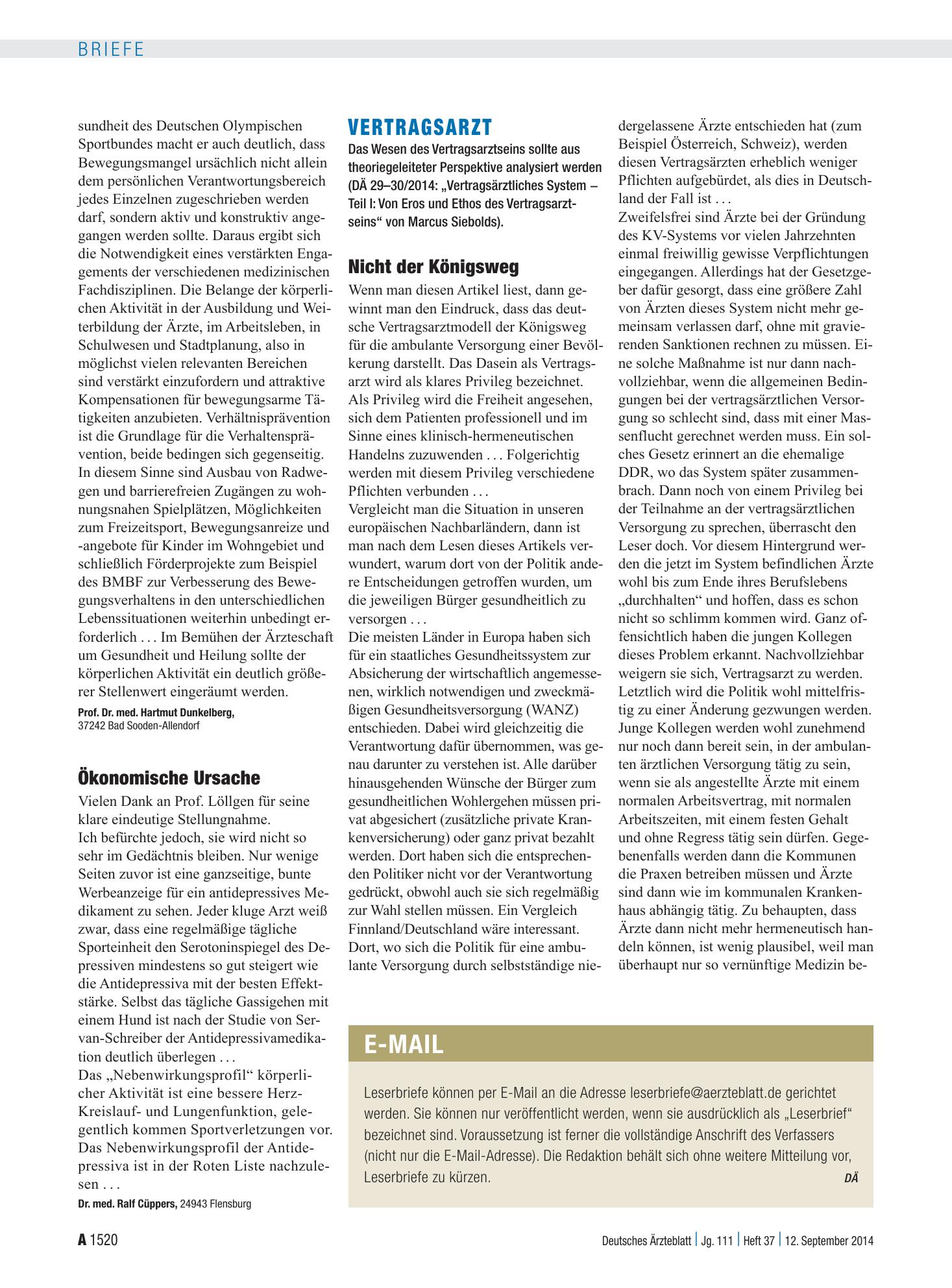 Vorschauseite 1: Körperliche Aktivität: Ökonomische Ursache – Deutsches Ärzteblatt