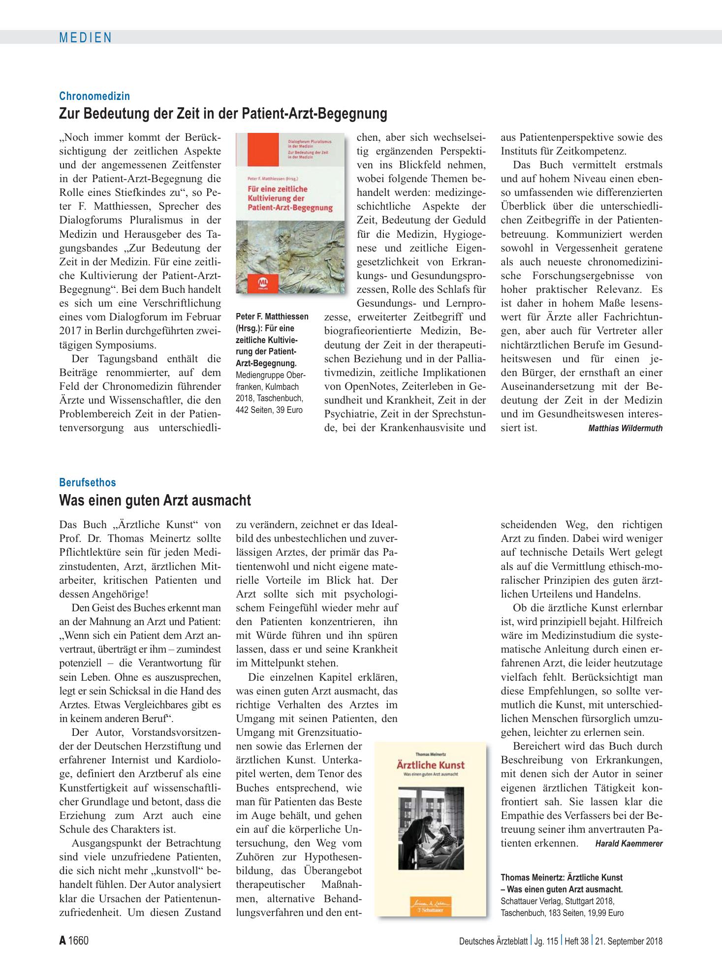 Vorschauseite 1: Berufsethos: Was einen guten Arzt ausmacht – Deutsches Ärzteblatt