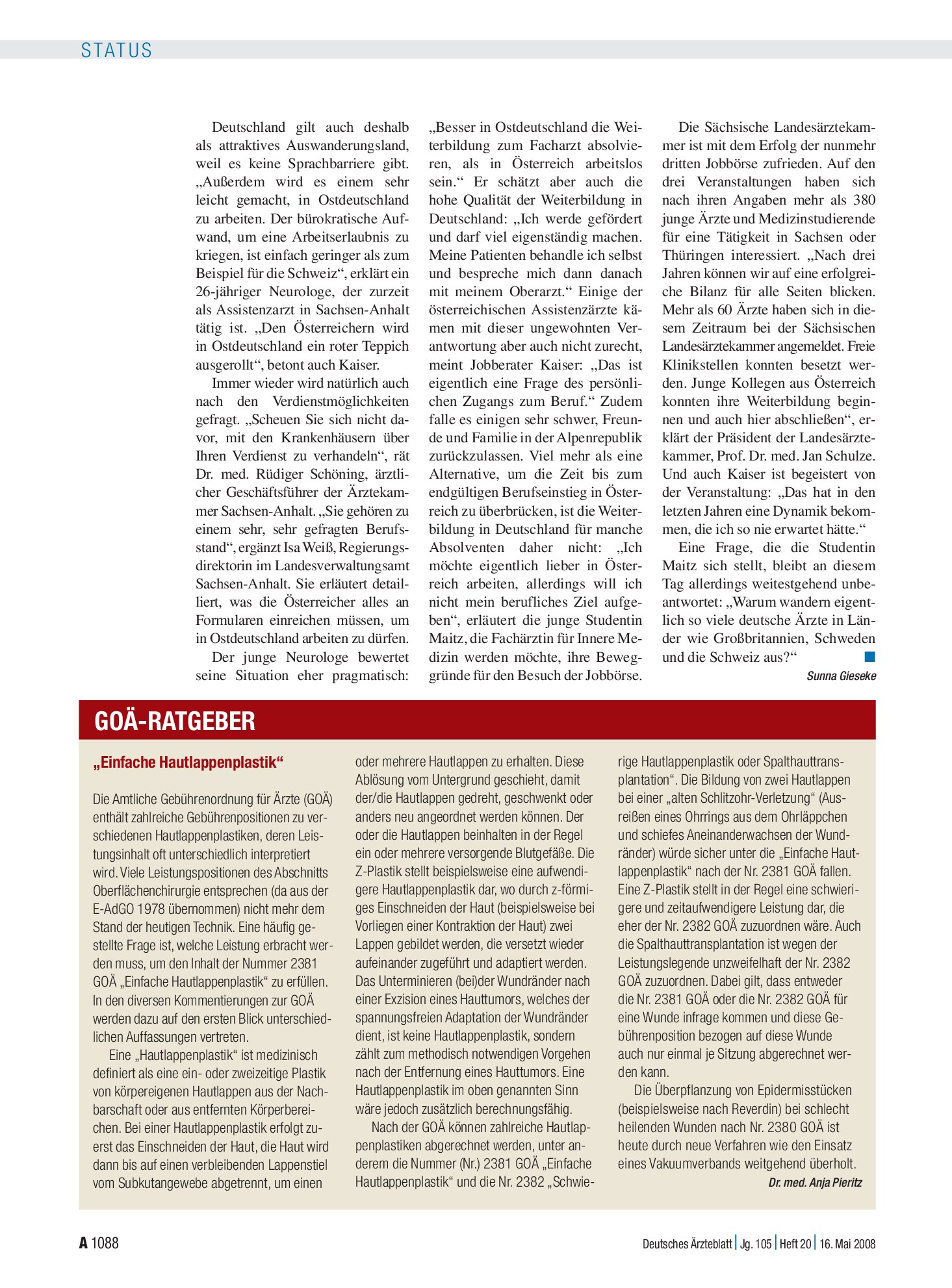Vorschauseite 1: „Einfache Hautlappenplastik“ – Deutsches Ärzteblatt