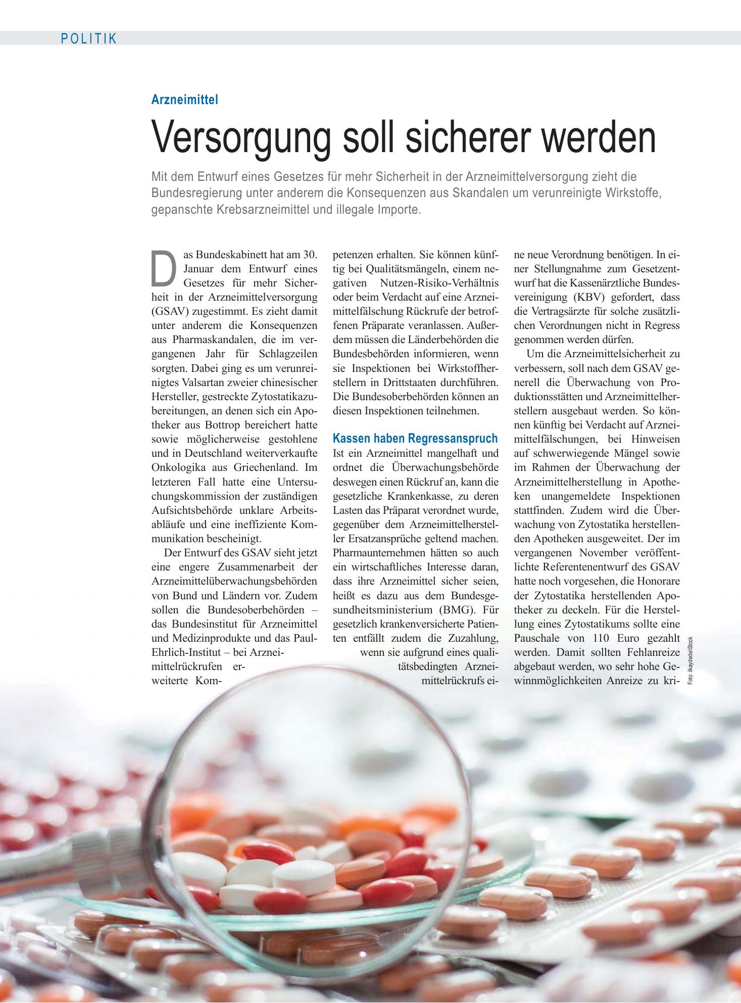 Vorschauseite 1: Arzneimittel: Versorgung soll sicherer werden – Deutsches Ärzteblatt