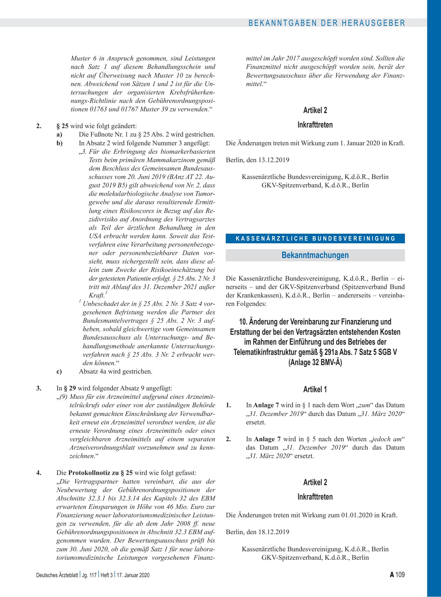 Vorschauseite 1: 10. Änderung der Vereinbarung zur Finanzierung und Erstattung der bei den Vertragsärzten entstehenden Kosten im Rahmen der Einführung und des Betriebes der Telematikinfrastruktur…
