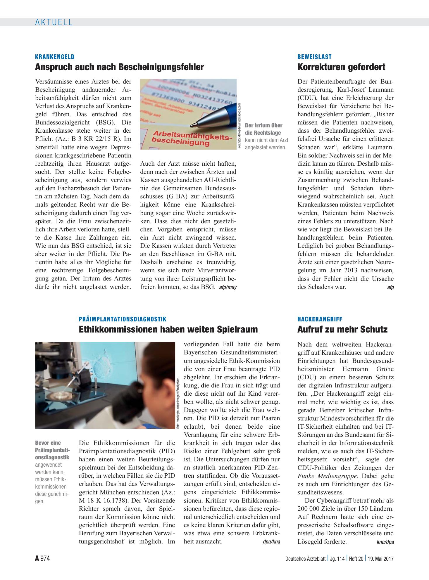 Vorschauseite 1: Hackerangriff: Aufruf zu mehr Schutz – Deutsches Ärzteblatt