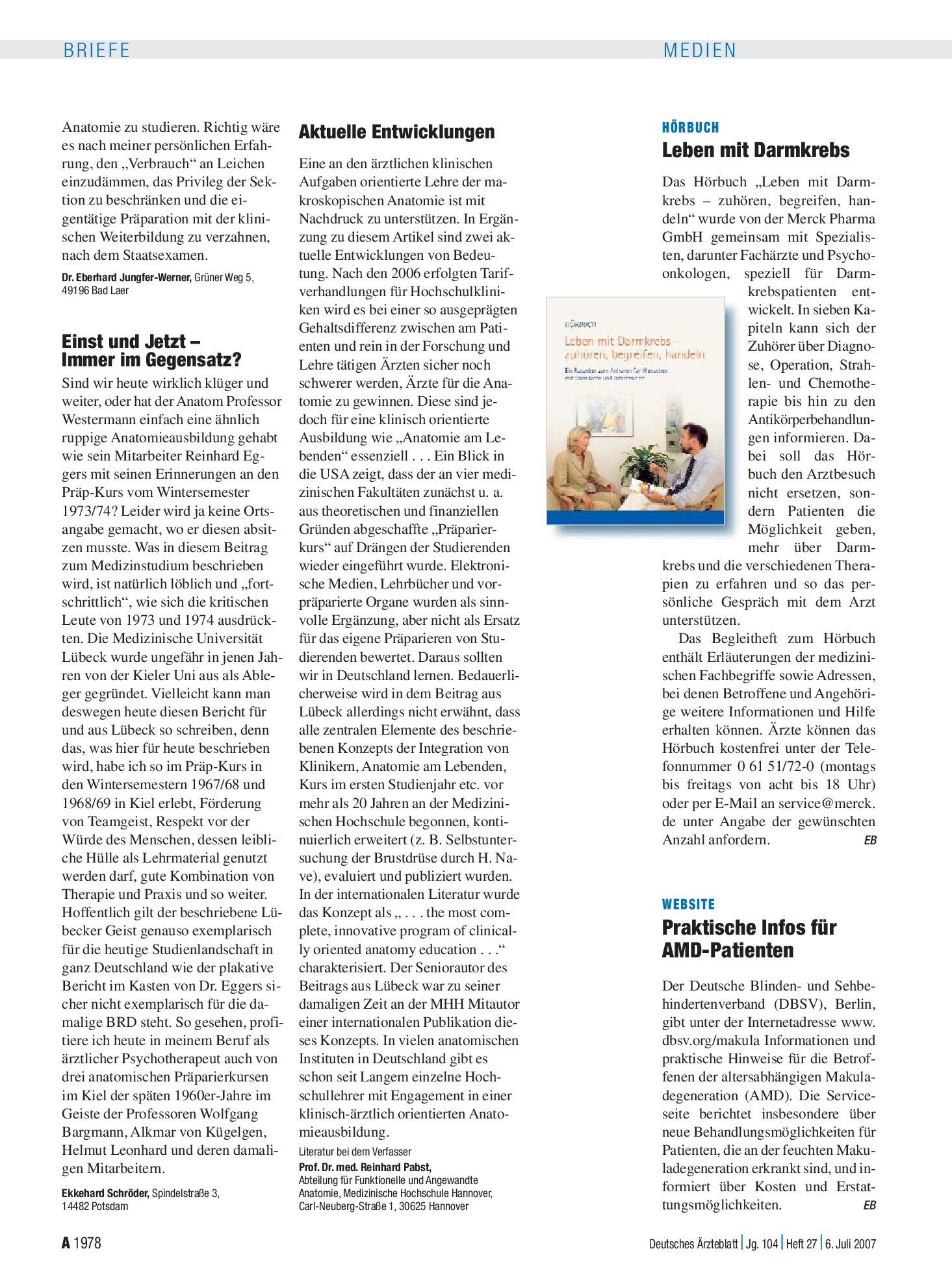 Vorschauseite 1: Medizinstudium: Aktuelle Entwicklungen – Deutsches Ärzteblatt