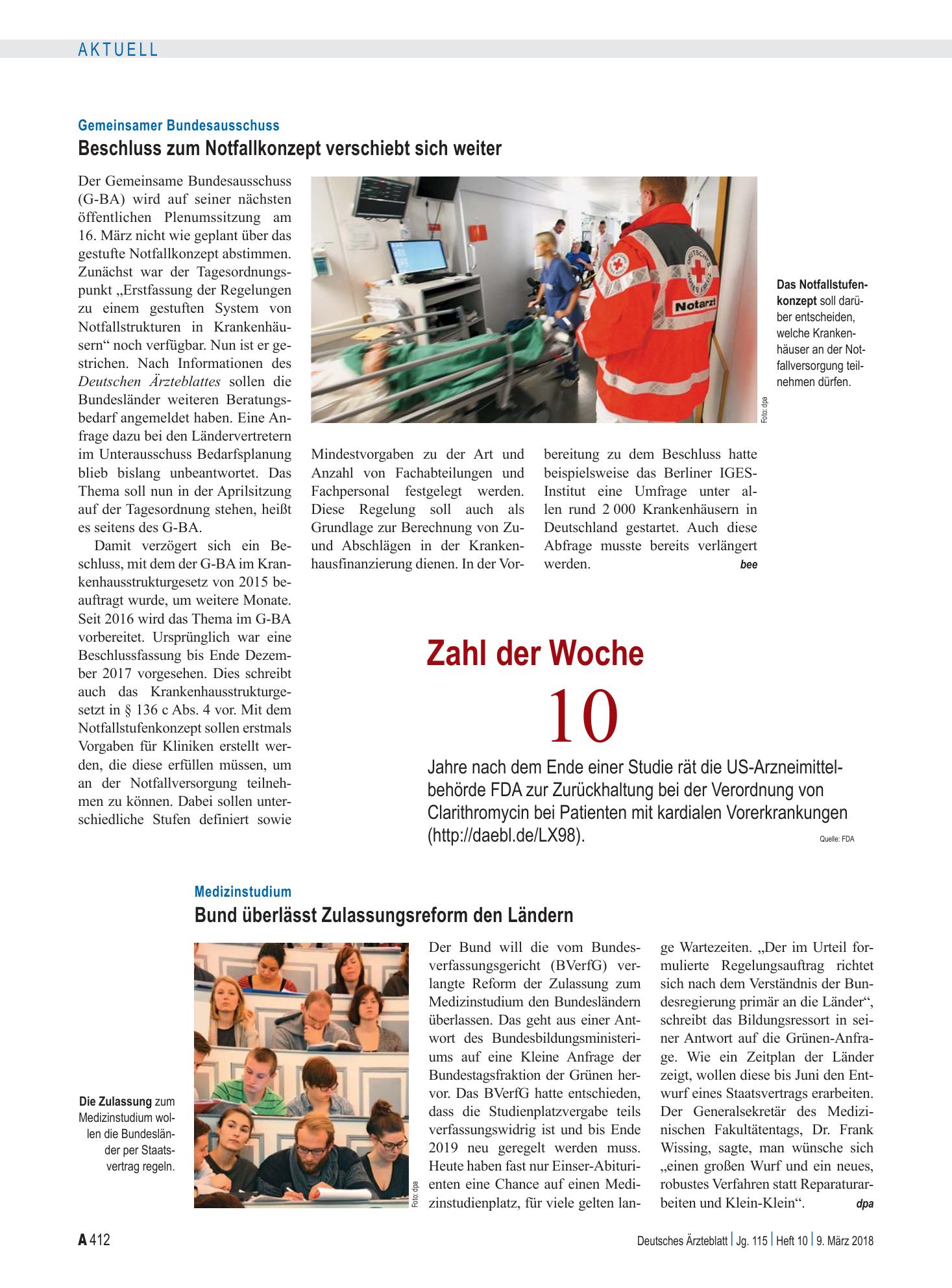 Vorschauseite 1: Zahl der Woche 10 – Deutsches Ärzteblatt