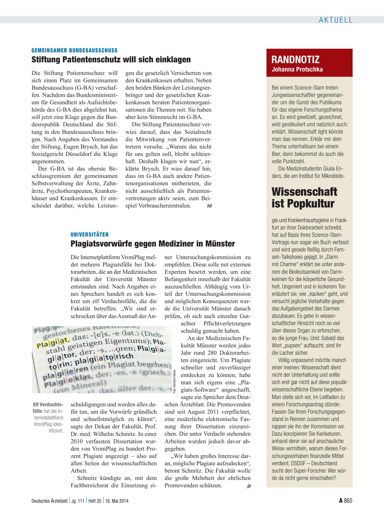 Vorschauseite 1: Randnotiz: Wissenschaft ist Popkultur – Deutsches Ärzteblatt