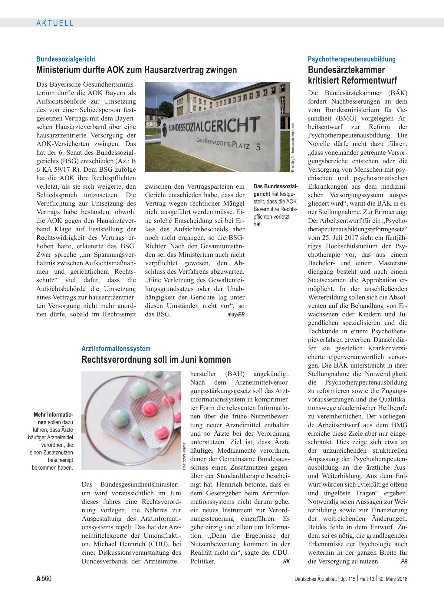 Vorschauseite 1: Arztinformationssystem: Rechtsverordnung soll im Juni kommen – Deutsches Ärzteblatt