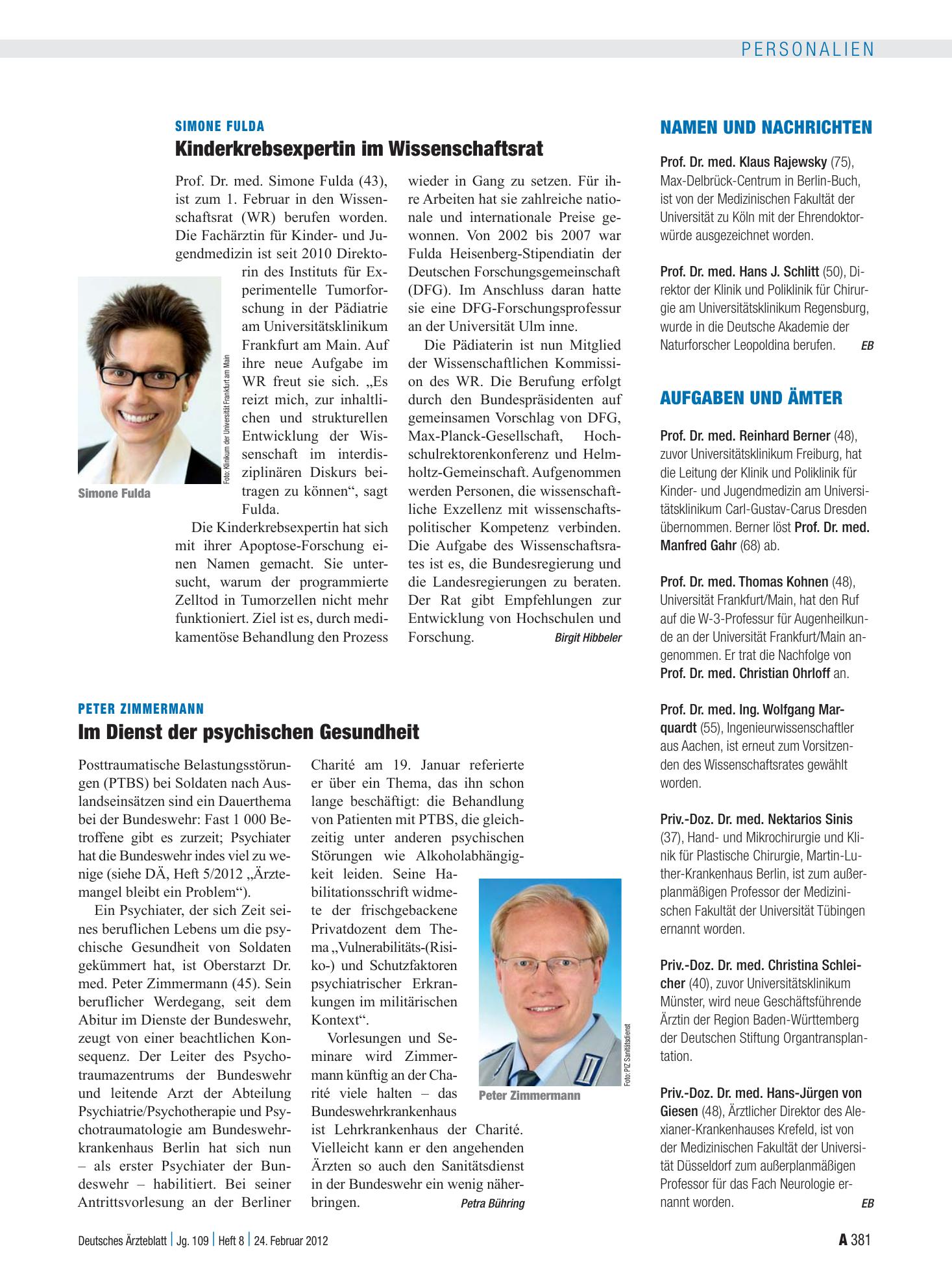 Vorschauseite 1: Aufgaben und Ämter – Deutsches Ärzteblatt