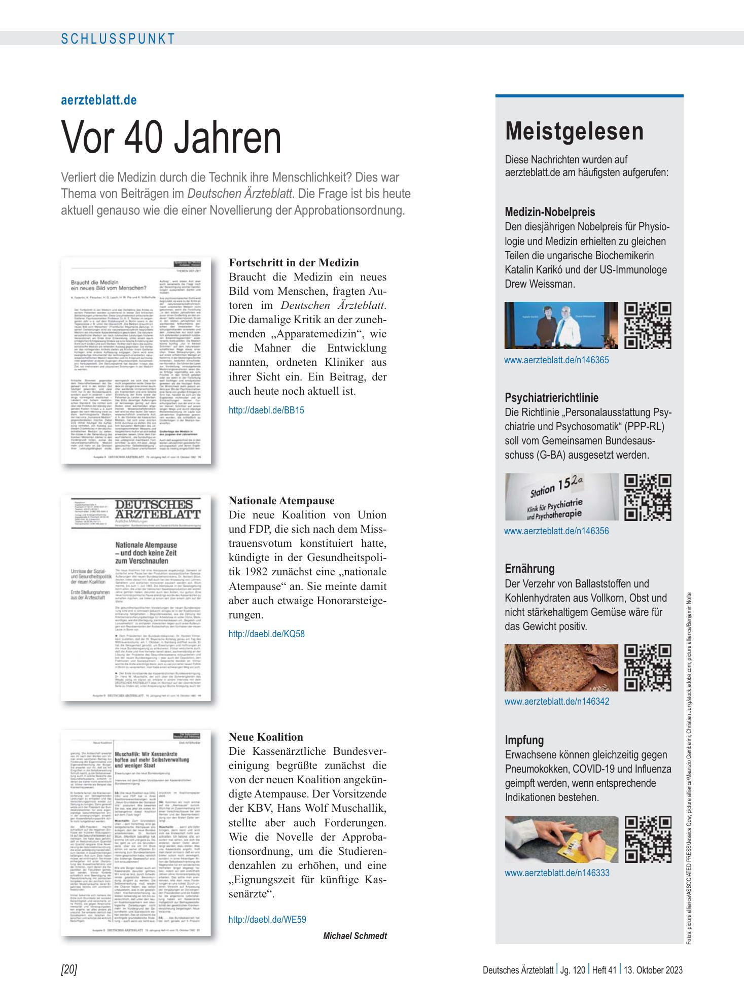 Vorschauseite 1: Meistgelesen – Deutsches Ärzteblatt