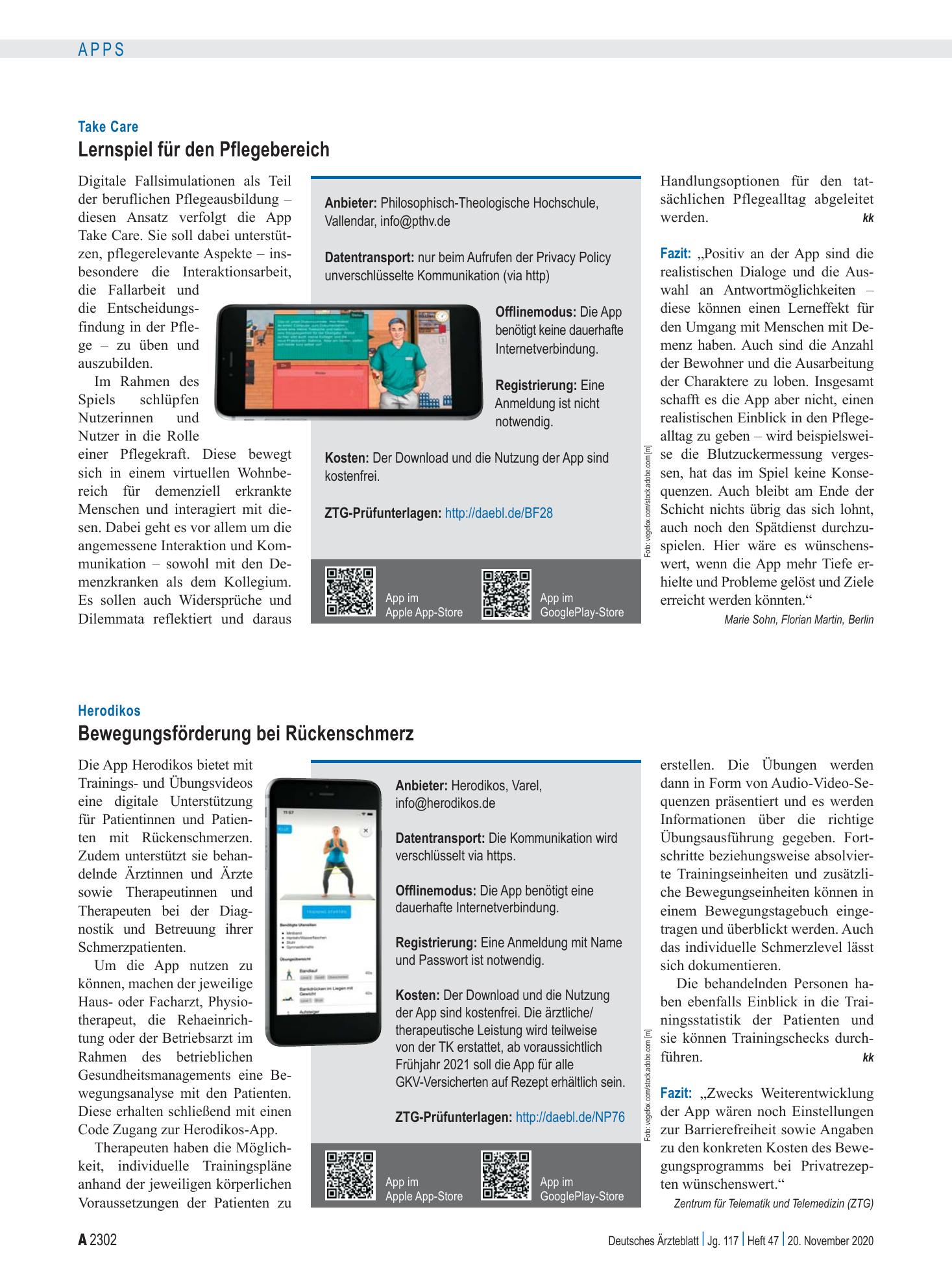 Vorschauseite 1: Take Care: Lernspiel für den Pflegebereich – Deutsches Ärzteblatt