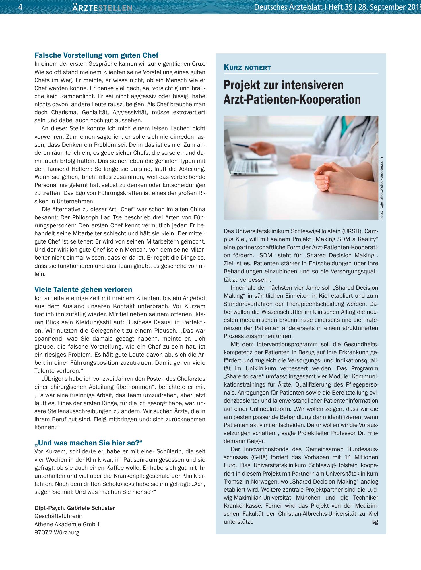 Vorschauseite 1: Projekt zur intensiveren Arzt-Patienten-Kooperation – Deutsches Ärzteblatt