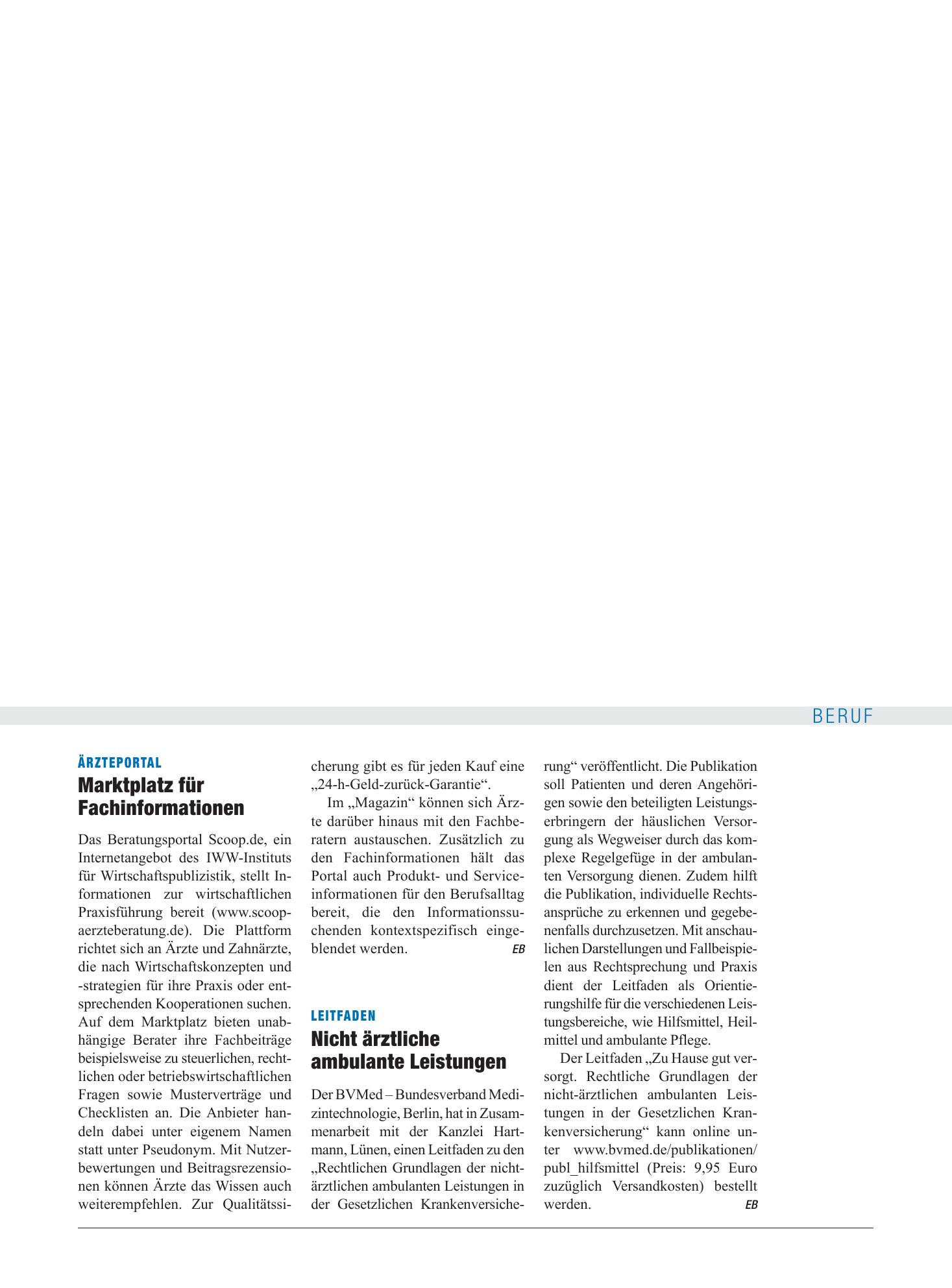 Vorschauseite 1: Ärzteportal: Marktplatz für Fachinformationen – Deutsches Ärzteblatt