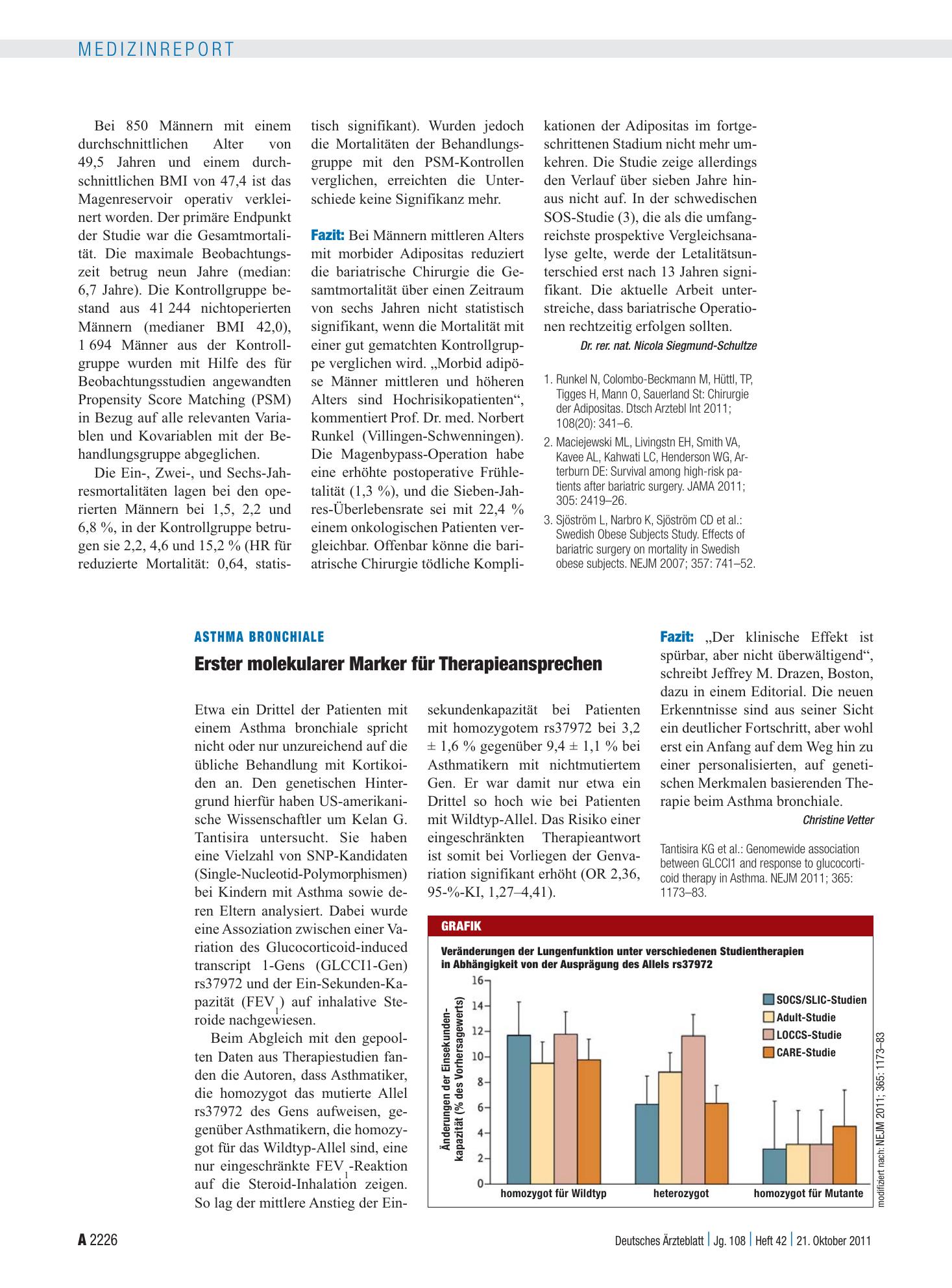 Vorschauseite 1: Asthma bronchiale: Erster molekularer Marker für Therapieansprechen – Deutsches Ärzteblatt