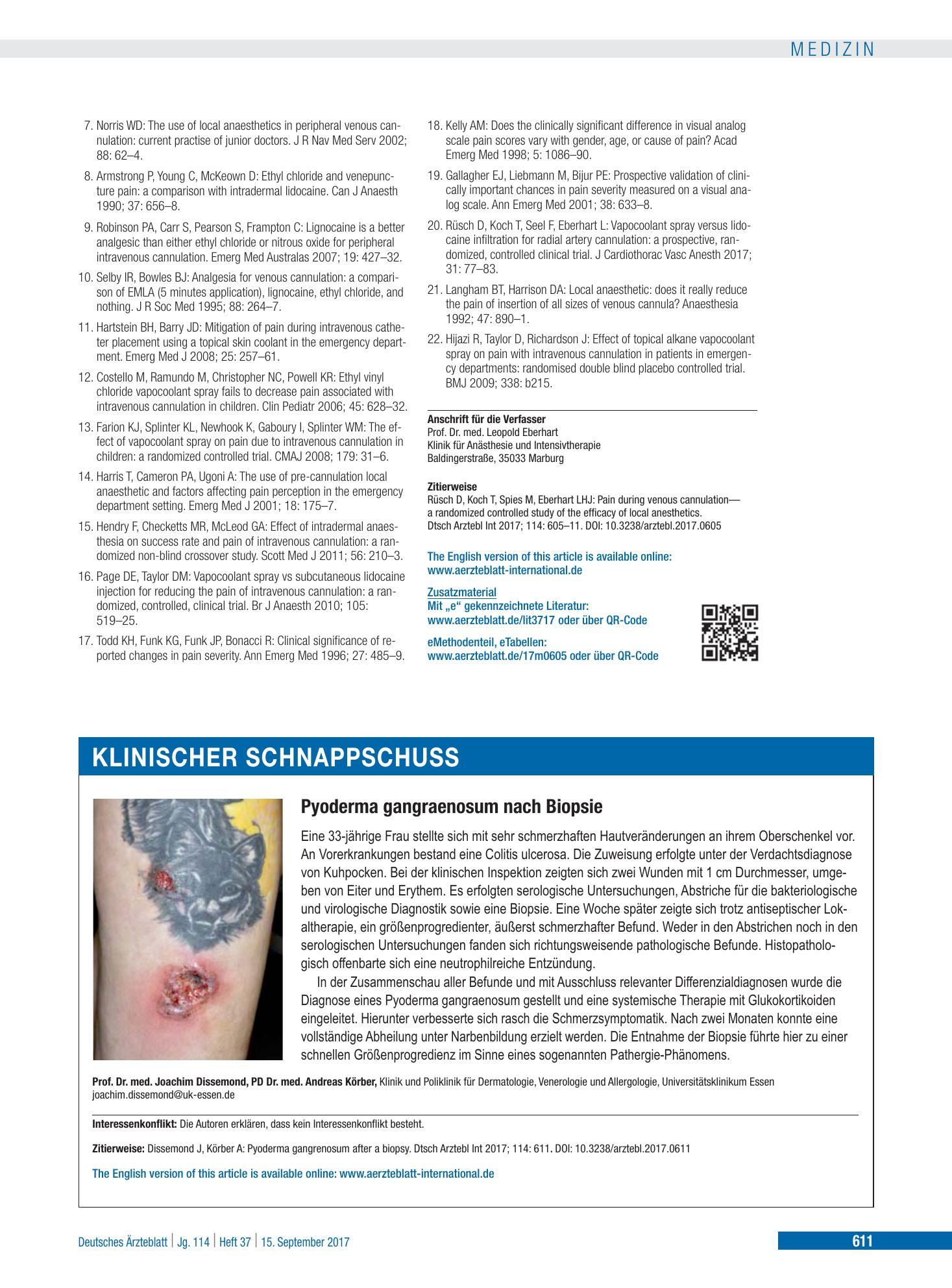 Vorschauseite 1: Pyoderma gangraenosum nach Biopsie – Deutsches Ärzteblatt