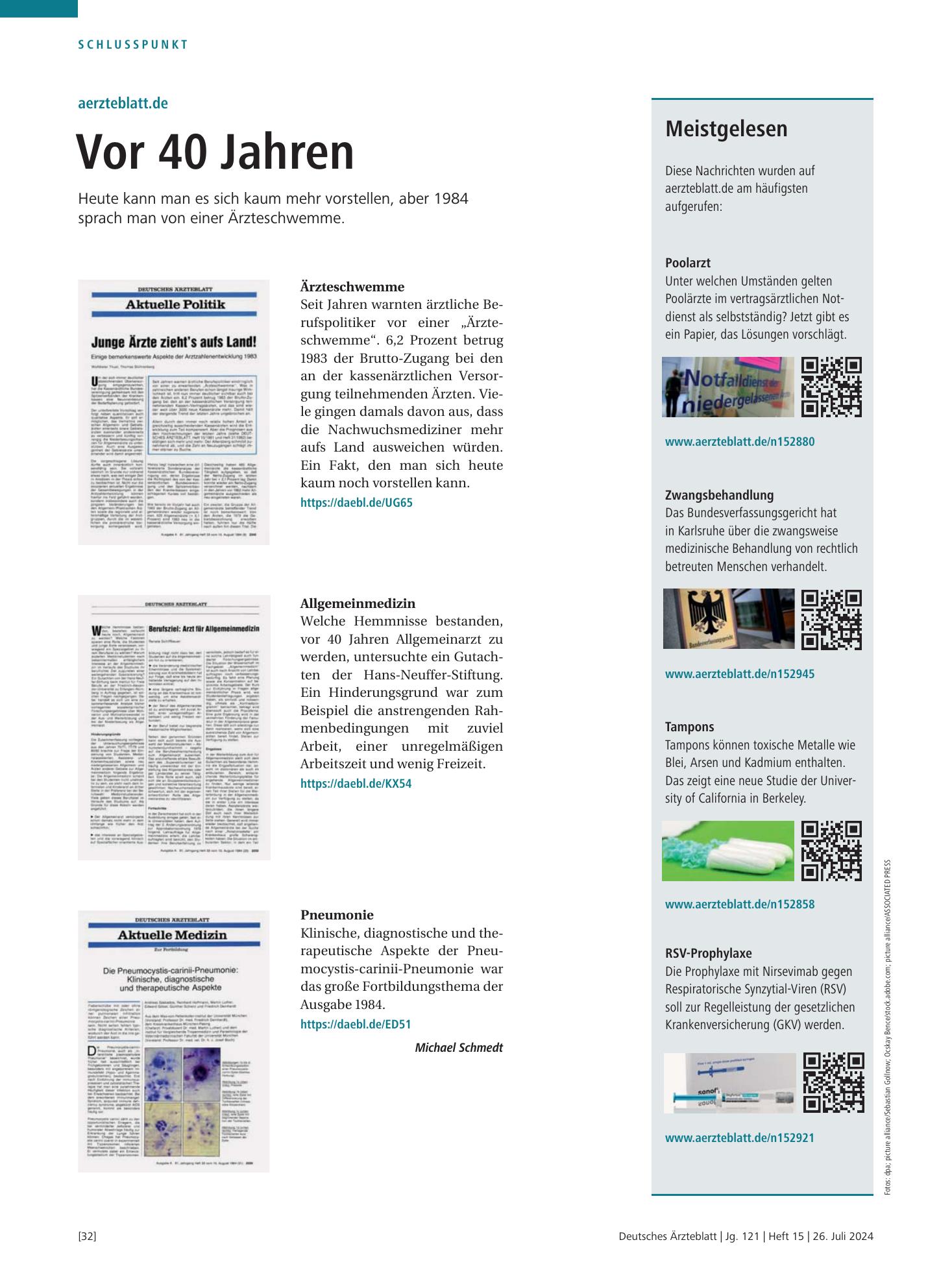 Vorschauseite 1: Meistgelesen – Deutsches Ärzteblatt