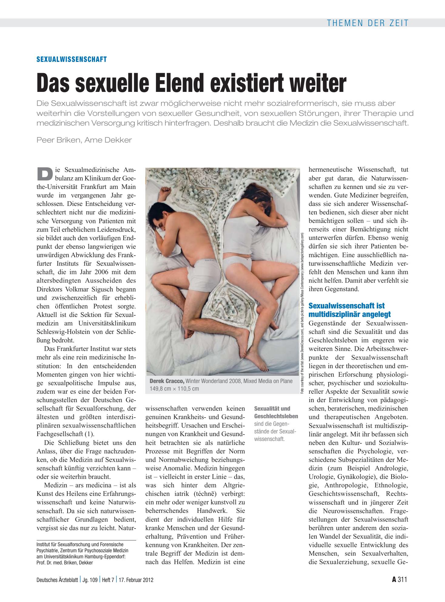 Vorschauseite 1: Sexualwissenschaft: Das sexuelle Elend existiert weiter – Deutsches Ärzteblatt