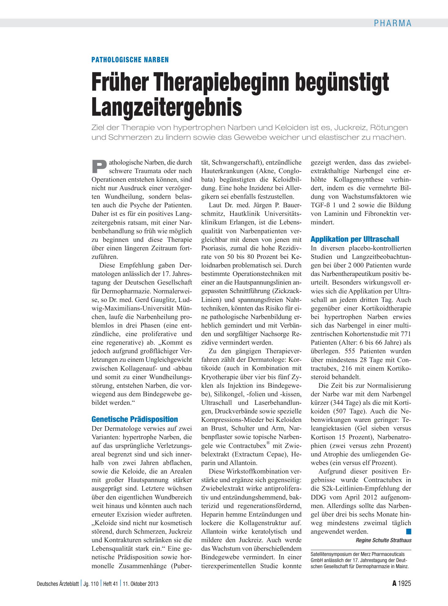 Vorschauseite 1: Pathologische Narben: Früher Therapiebeginn begünstigt Langzeitergebnis – Deutsches Ärzteblatt