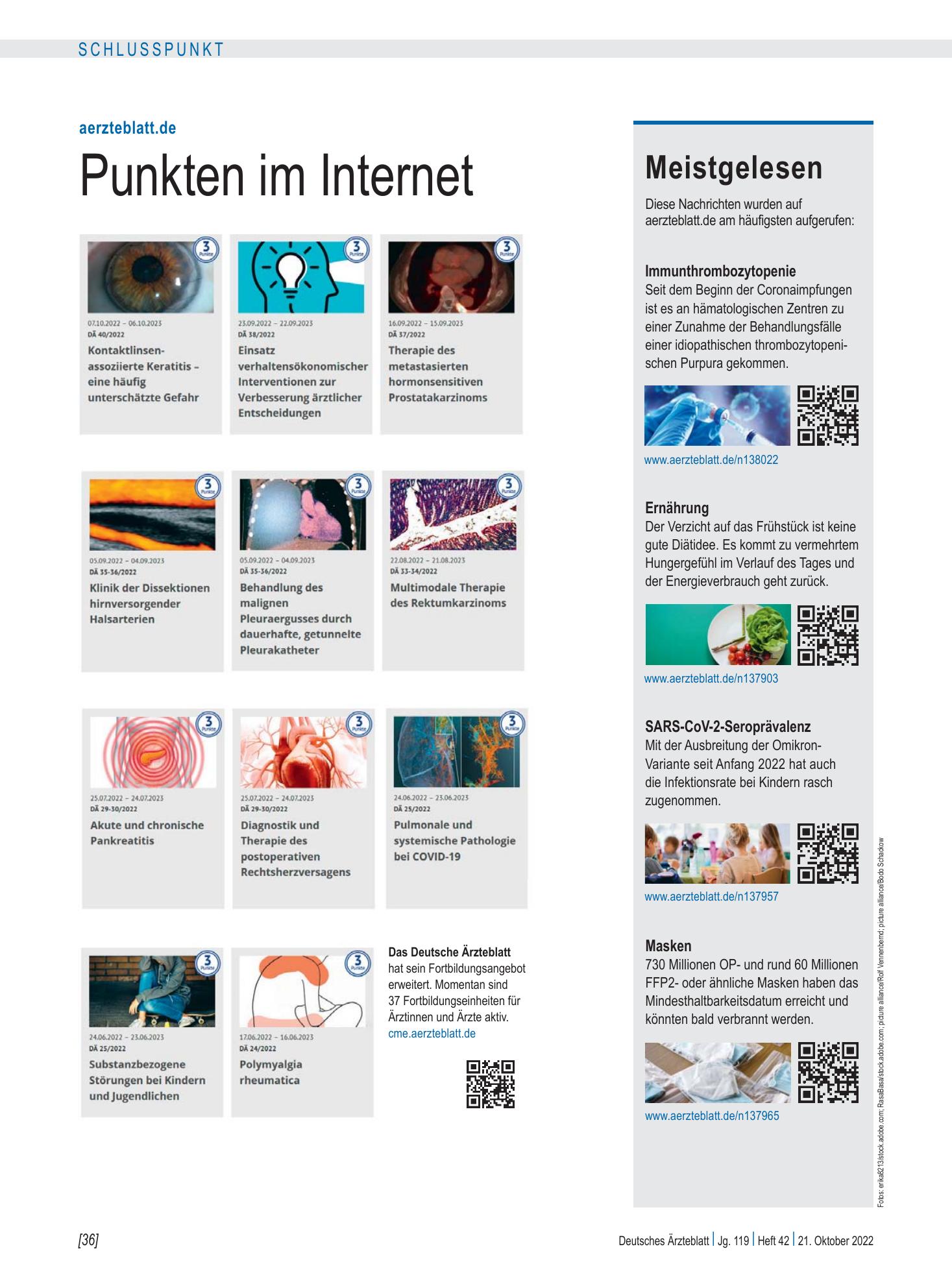 Vorschauseite 1: Meistgelesen – Deutsches Ärzteblatt