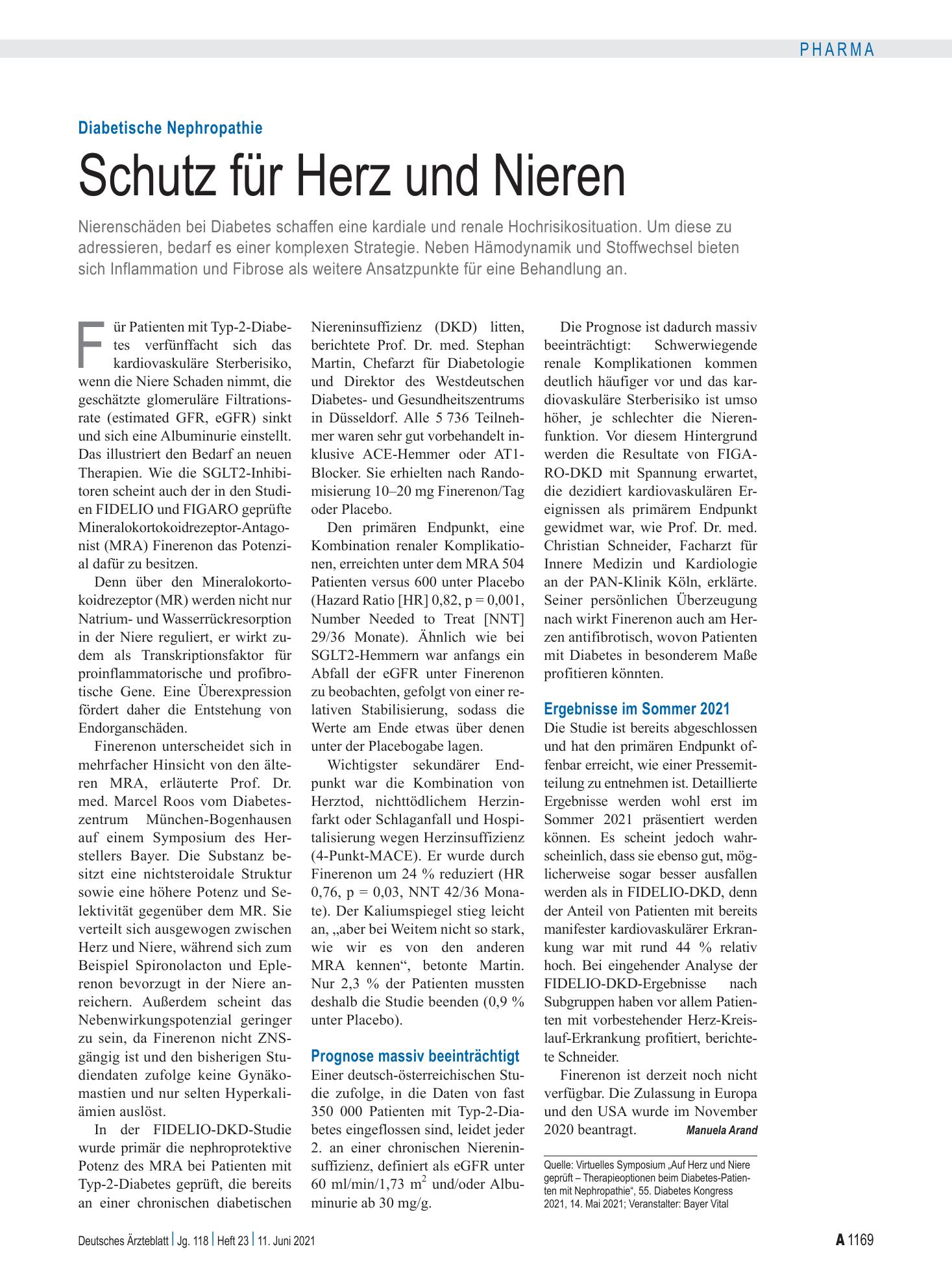Vorschauseite 1: Diabetische Nephropathie: Schutz für Herz und Nieren – Deutsches Ärzteblatt