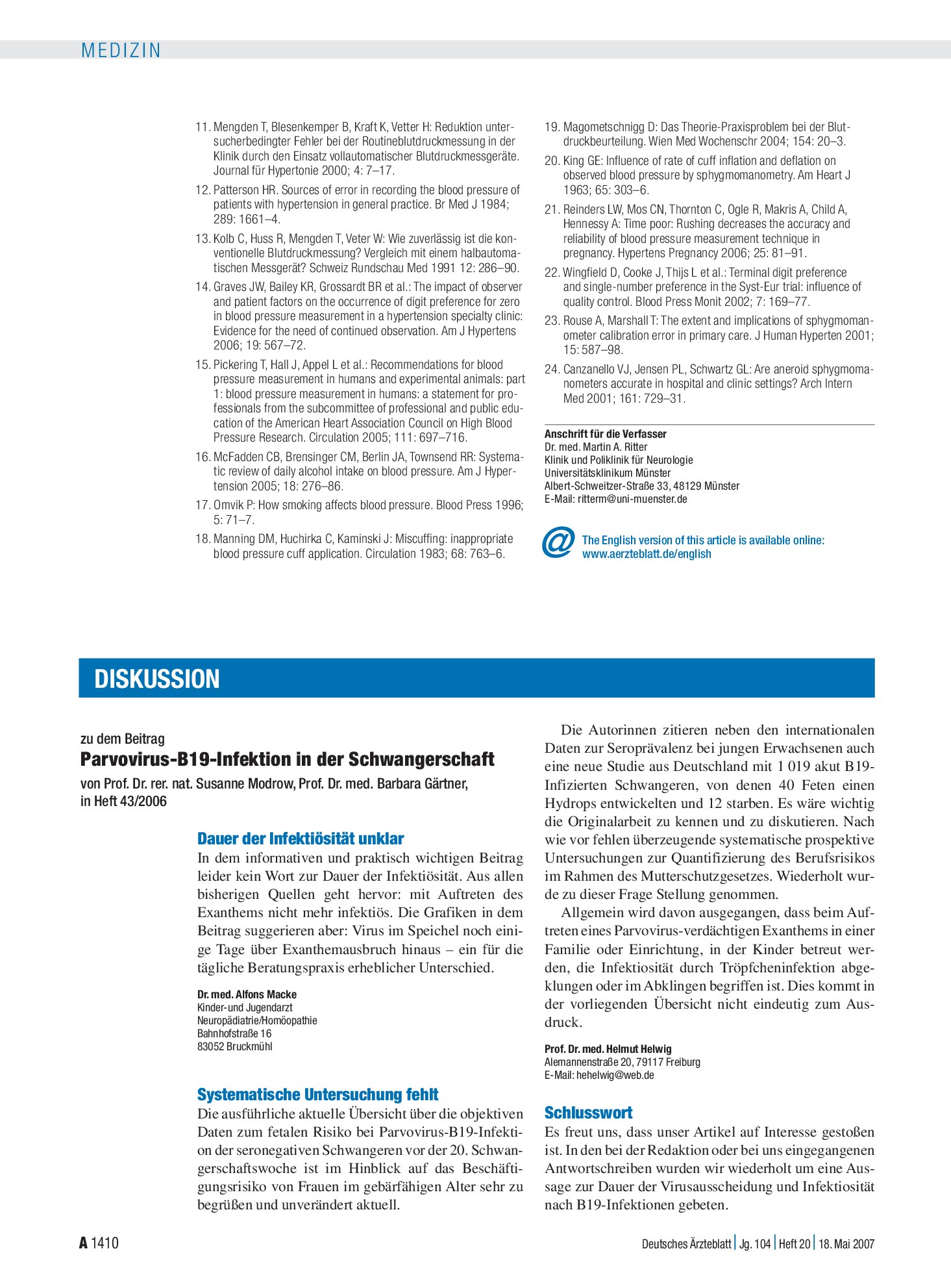 Vorschauseite 1: Parvovirus-B19-Infektion in der Schwangerschaft: Systematische Untersuchung fehlt – Deutsches Ärzteblatt