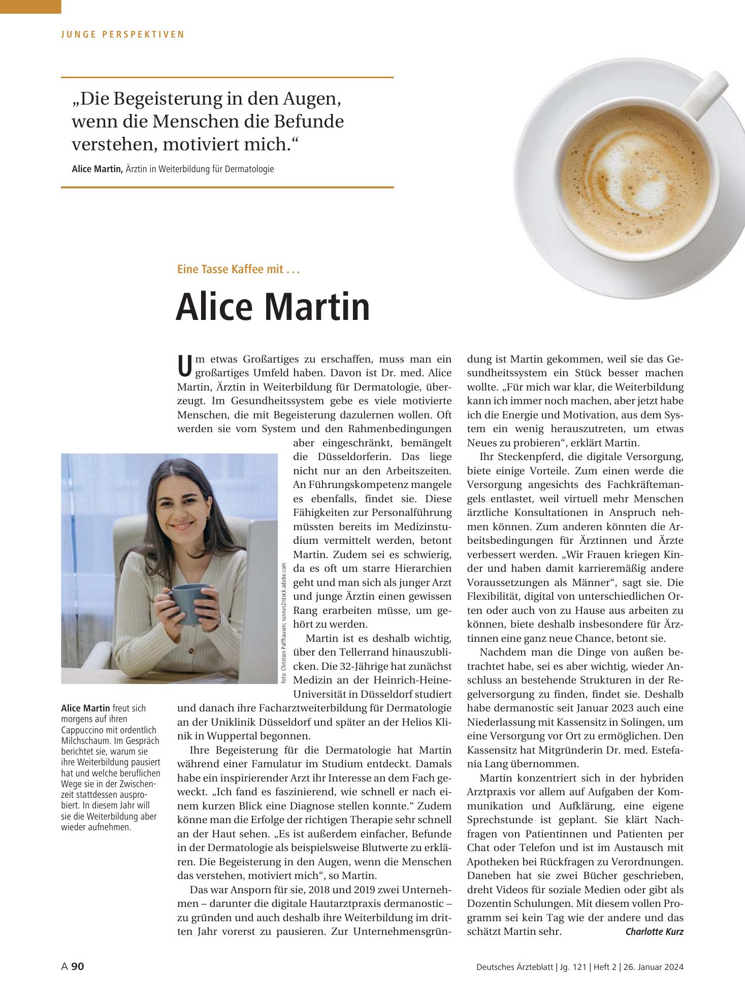 Vorschauseite 1: Eine Tasse Kaffee mit ... Alice Martin – Deutsches Ärzteblatt