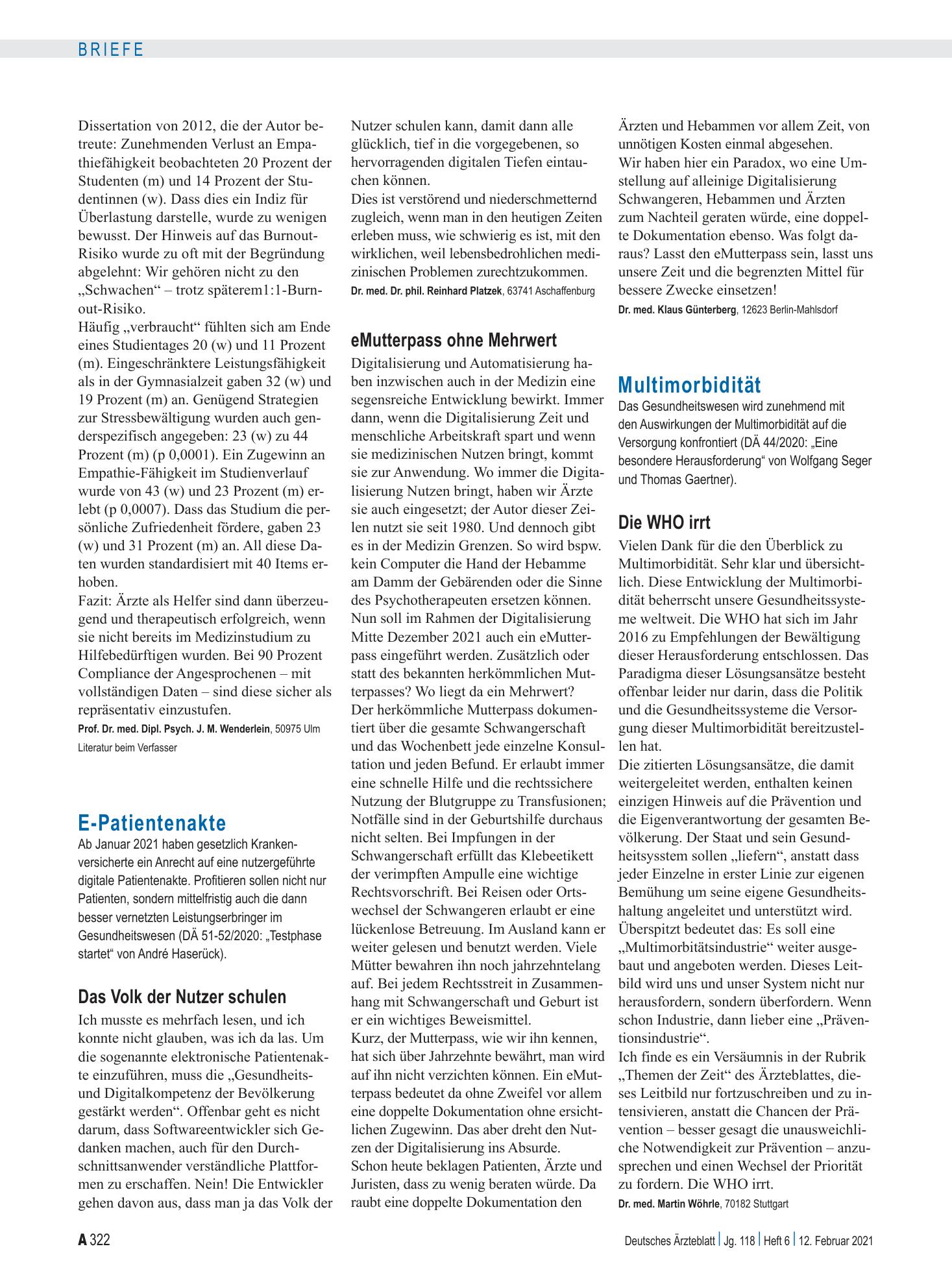 Vorschauseite 1: Multimorbidität: Die WHO irrt – Deutsches Ärzteblatt