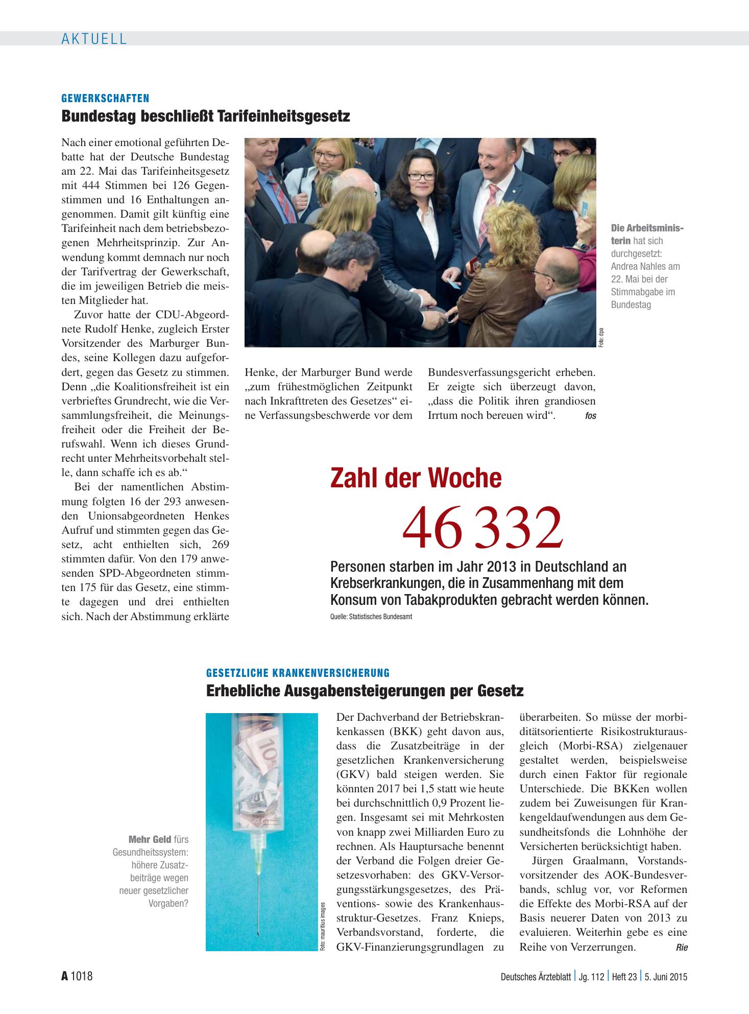 Vorschauseite 1: Zahl der Woche 46 332 – Deutsches Ärzteblatt