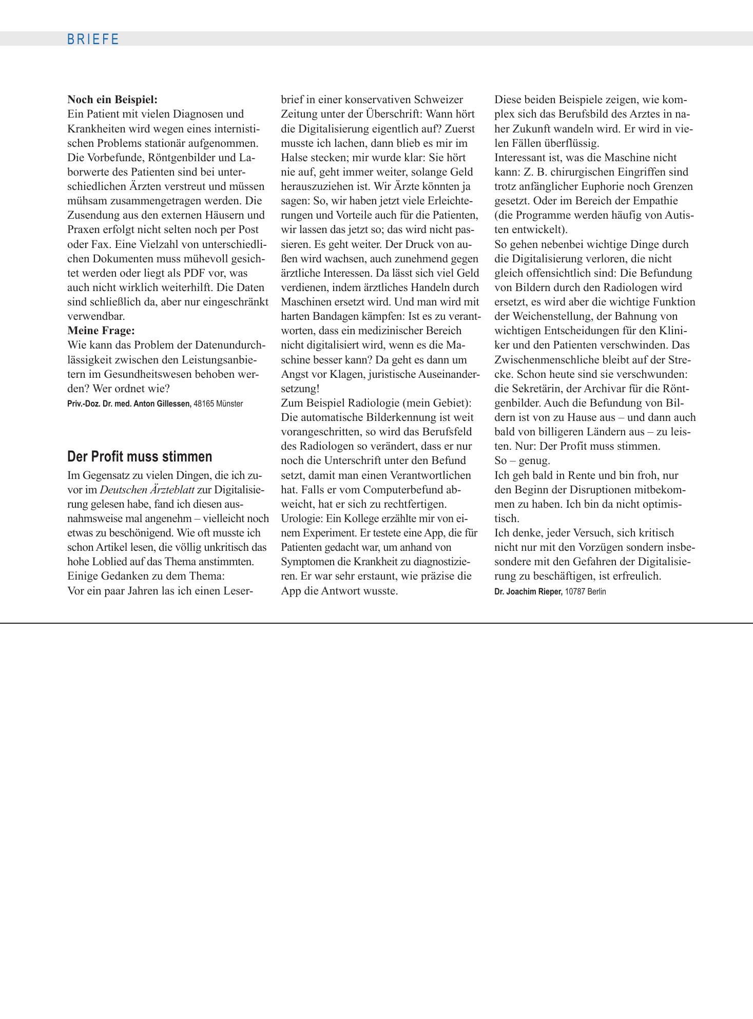 Vorschauseite 1: Digitalisierung: Der Profit muss stimmen – Deutsches Ärzteblatt