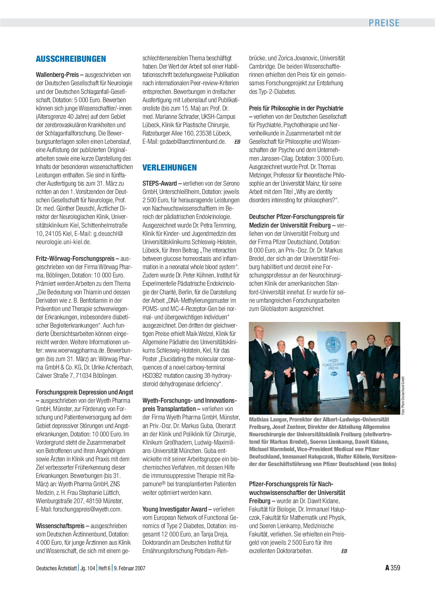 Vorschauseite 1: Verleihungen – Deutsches Ärzteblatt