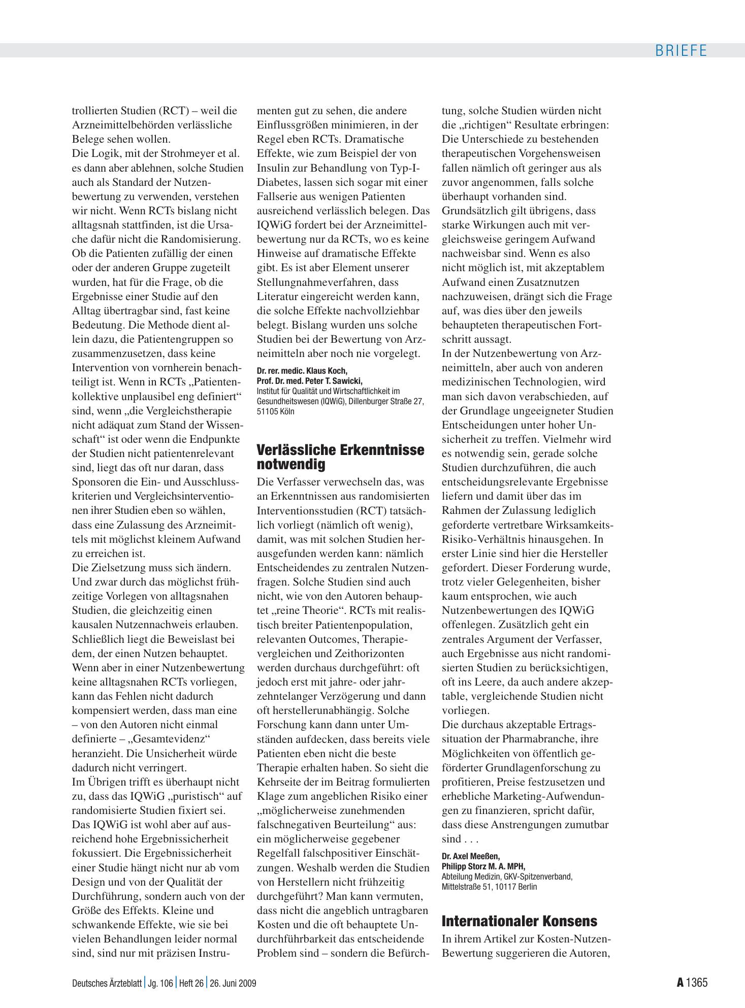 Vorschauseite 1: Arzneimittel: Internationaler Konsens – Deutsches Ärzteblatt