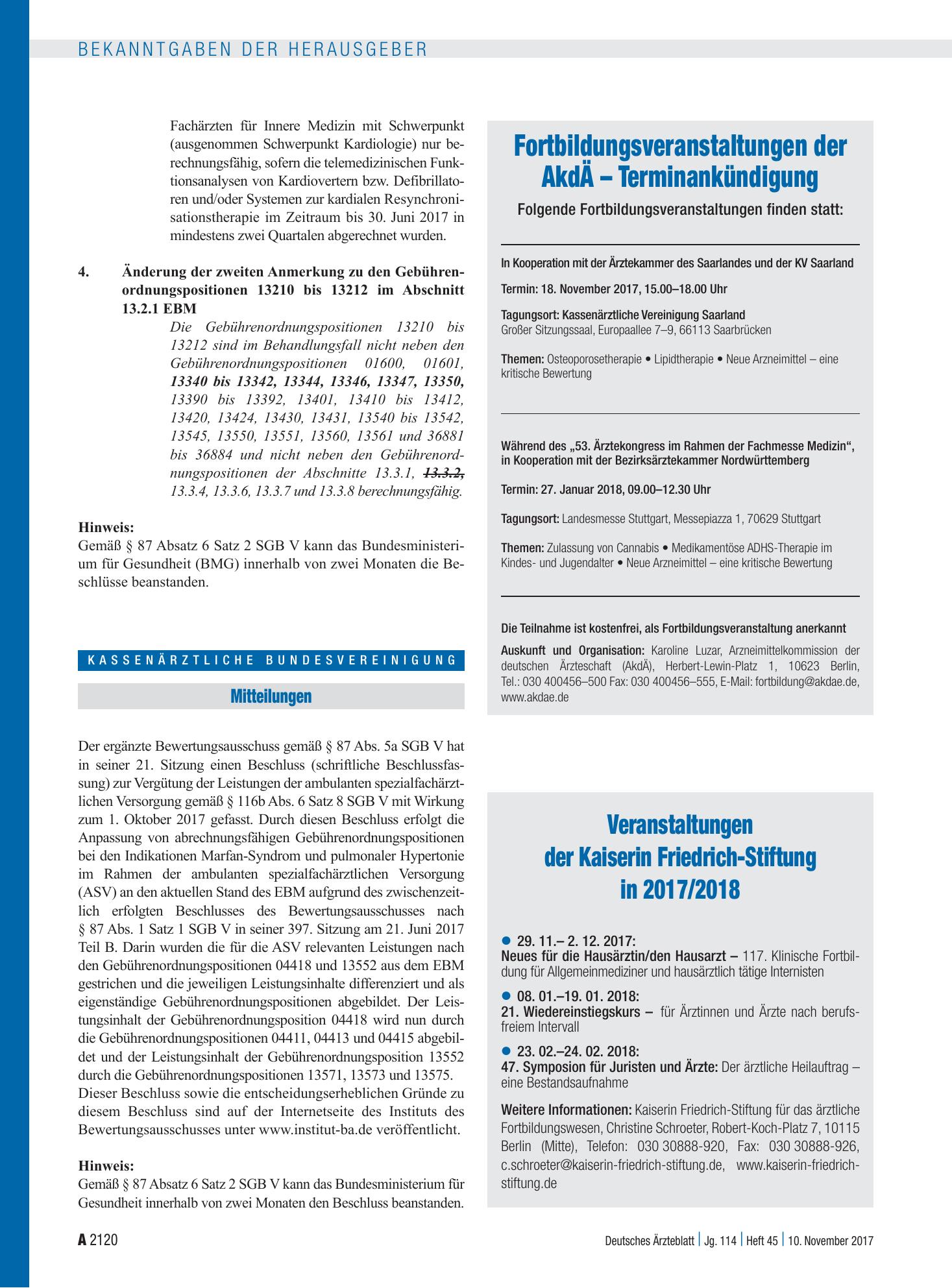 Vorschauseite 1: Mitteilungen – Deutsches Ärzteblatt