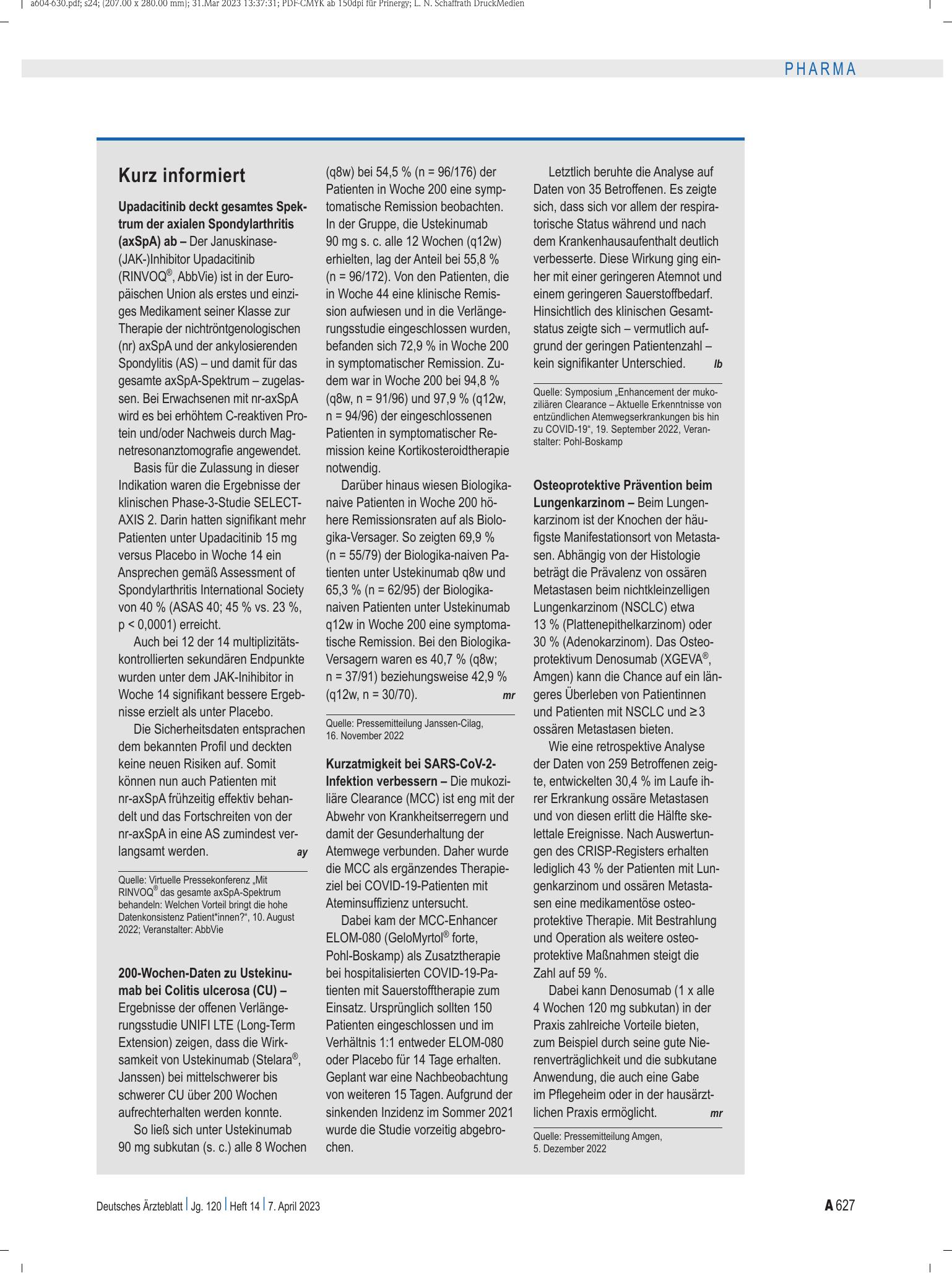 Vorschauseite 1: Kurz informiert – Deutsches Ärzteblatt