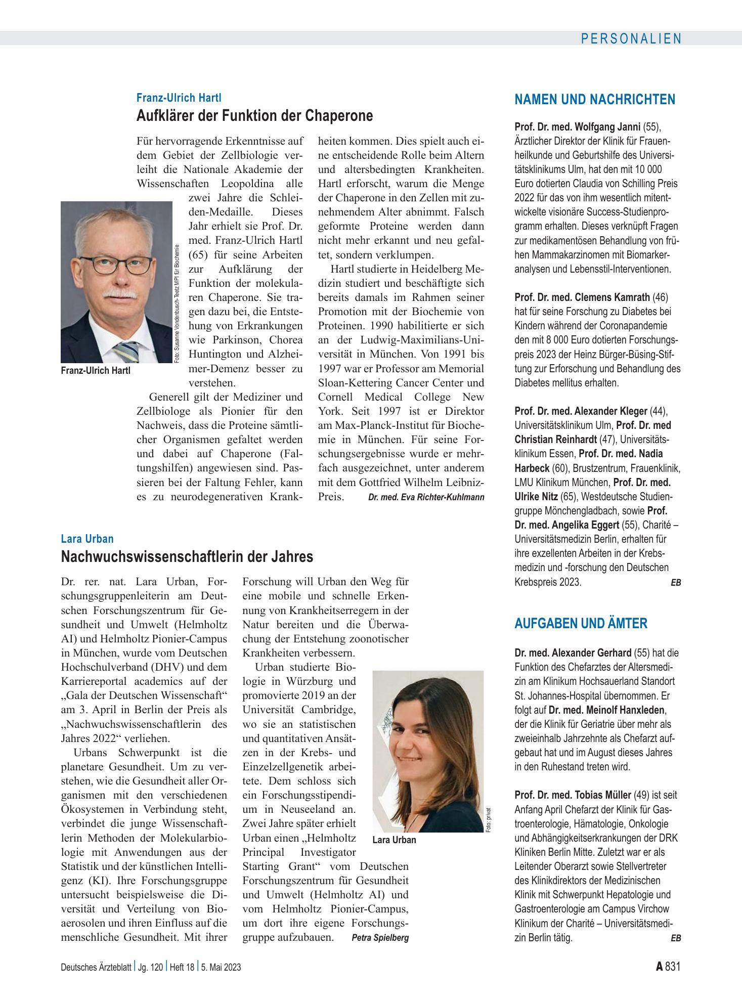 Vorschauseite 1: Aufgaben und Ämter – Deutsches Ärzteblatt