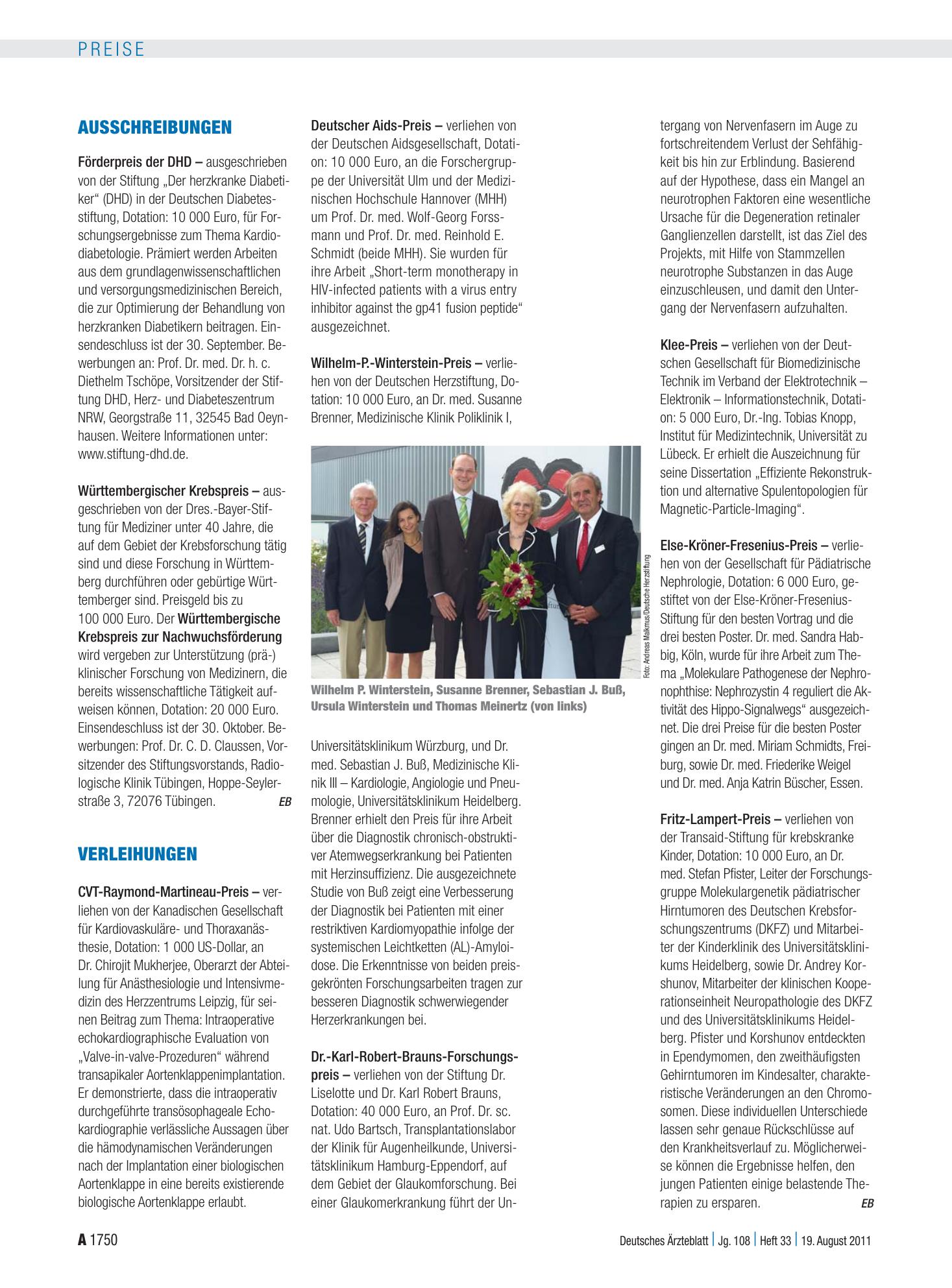 Vorschauseite 1: Ausschreibungen – Deutsches Ärzteblatt