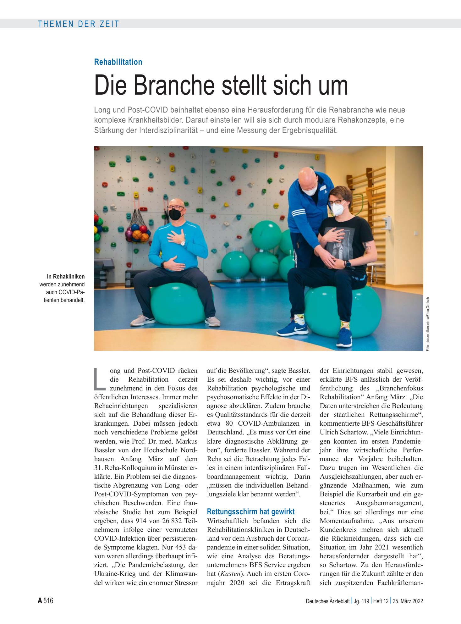 Vorschauseite 1: Rehabilitation: Die Branche stellt sich um – Deutsches Ärzteblatt