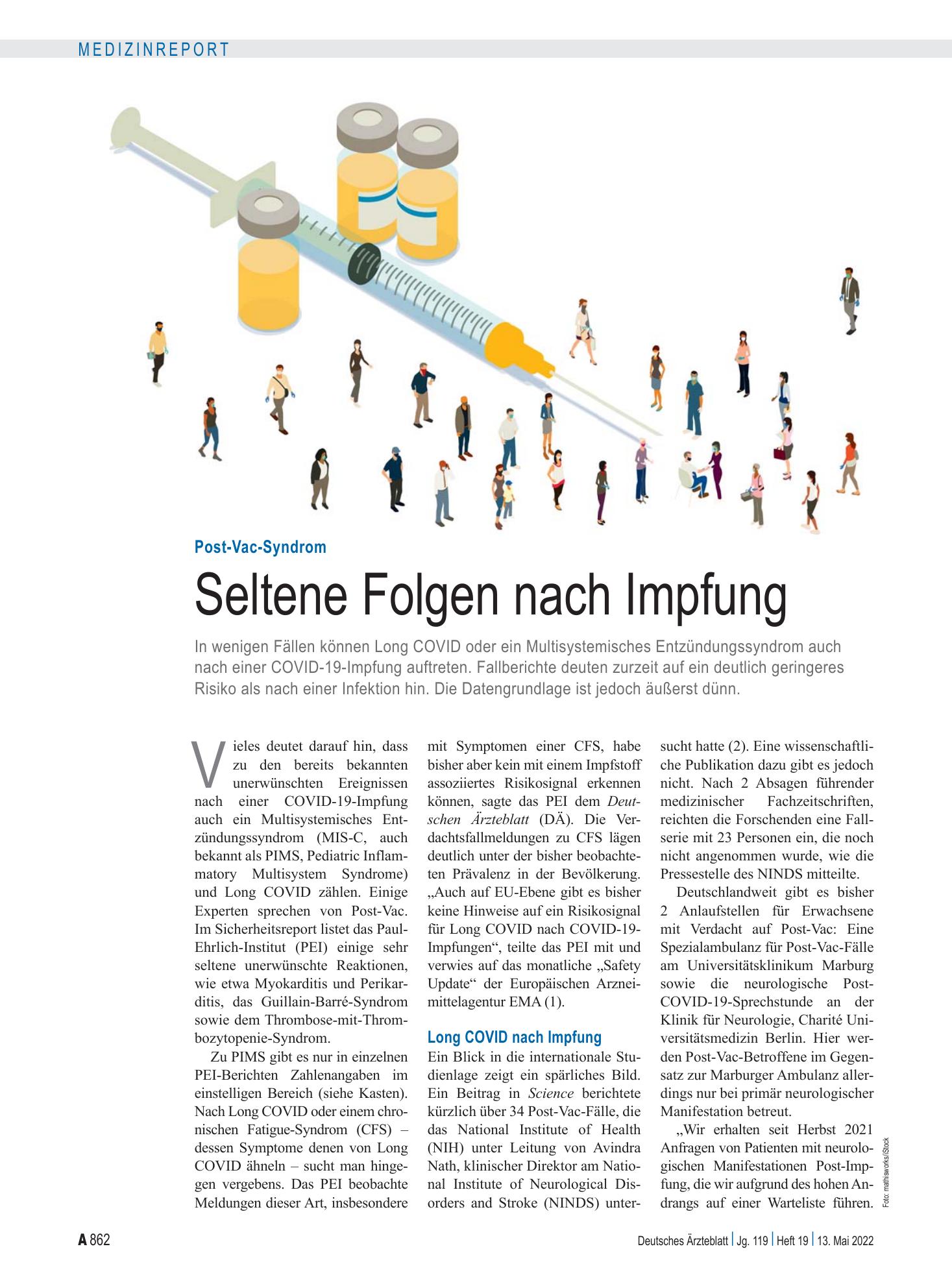 Vorschauseite 1: Post-Vac-Syndrom: Seltene Folgen nach Impfung – Deutsches Ärzteblatt