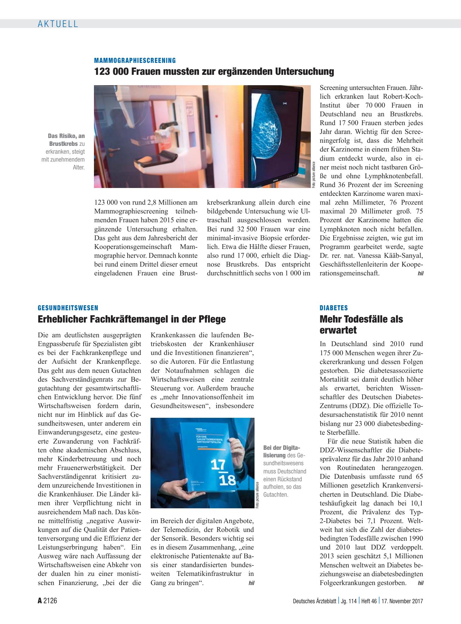 Vorschauseite 1: Diabetes: Mehr Todesfälle als erwartet – Deutsches Ärzteblatt