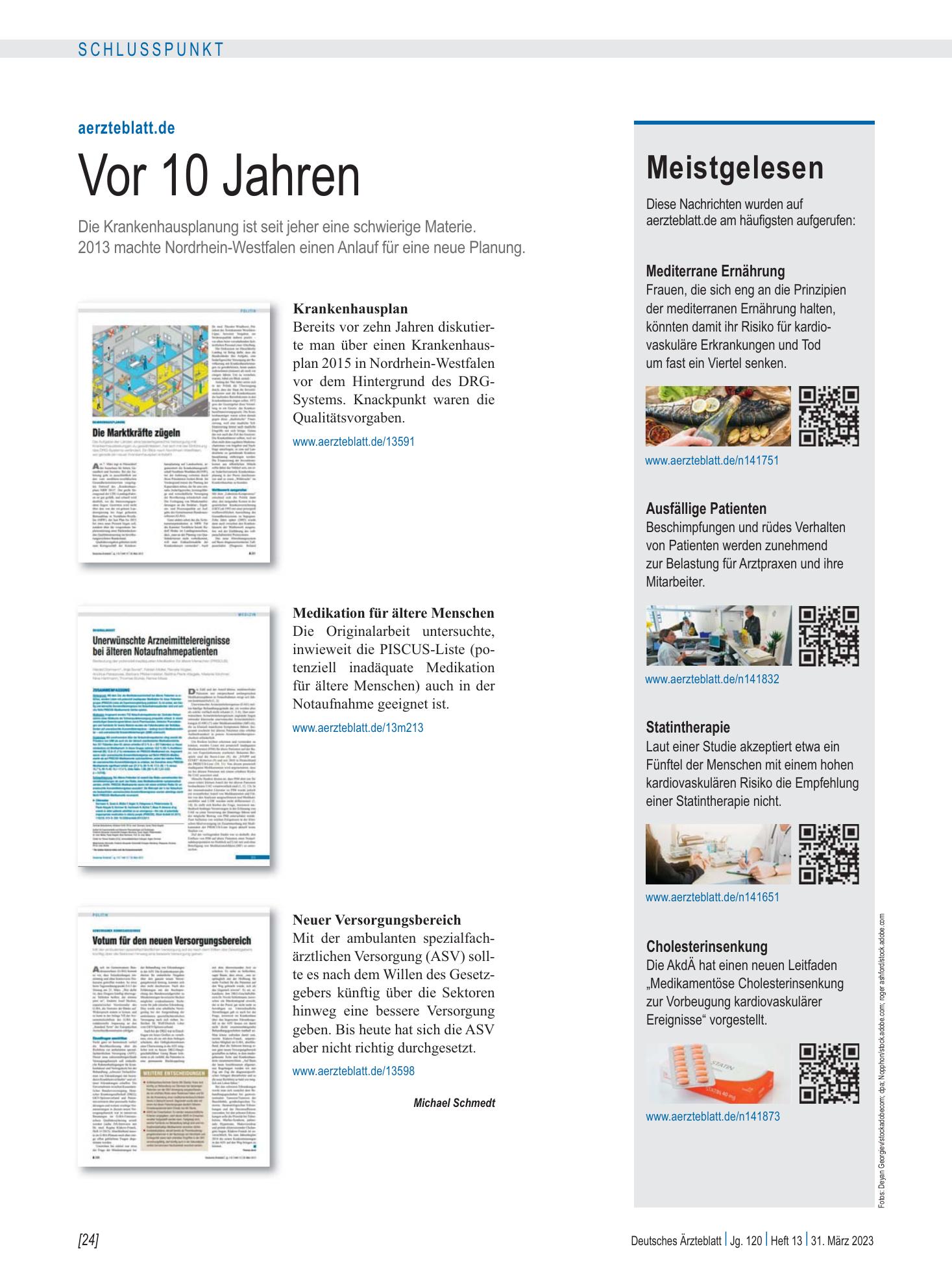Vorschauseite 1: Meistgelesen – Deutsches Ärzteblatt