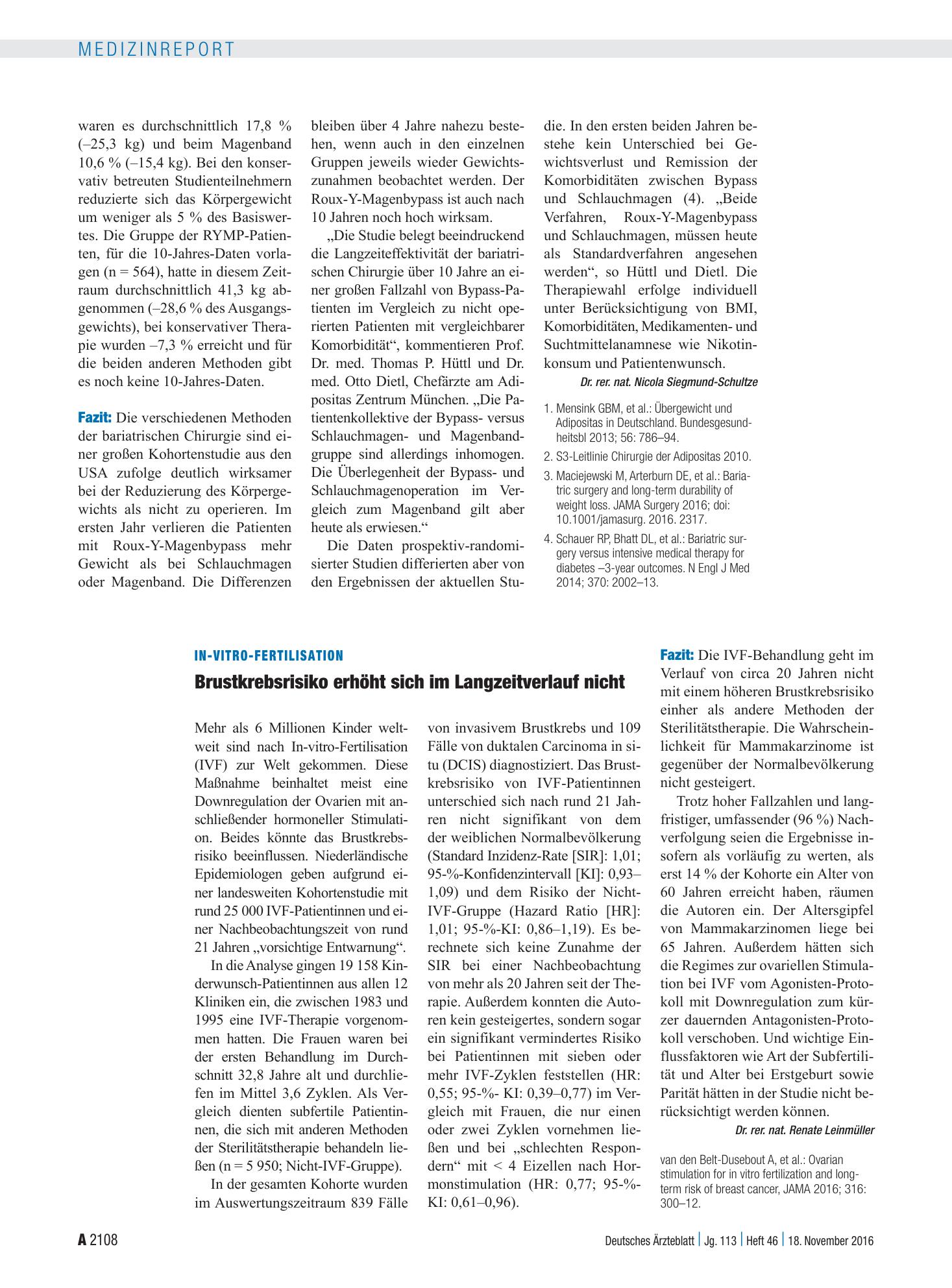 Vorschauseite 1: In-vitro-Fertilisation: Brustkrebsrisiko erhöht sich im Langzeitverlauf nicht – Deutsches Ärzteblatt