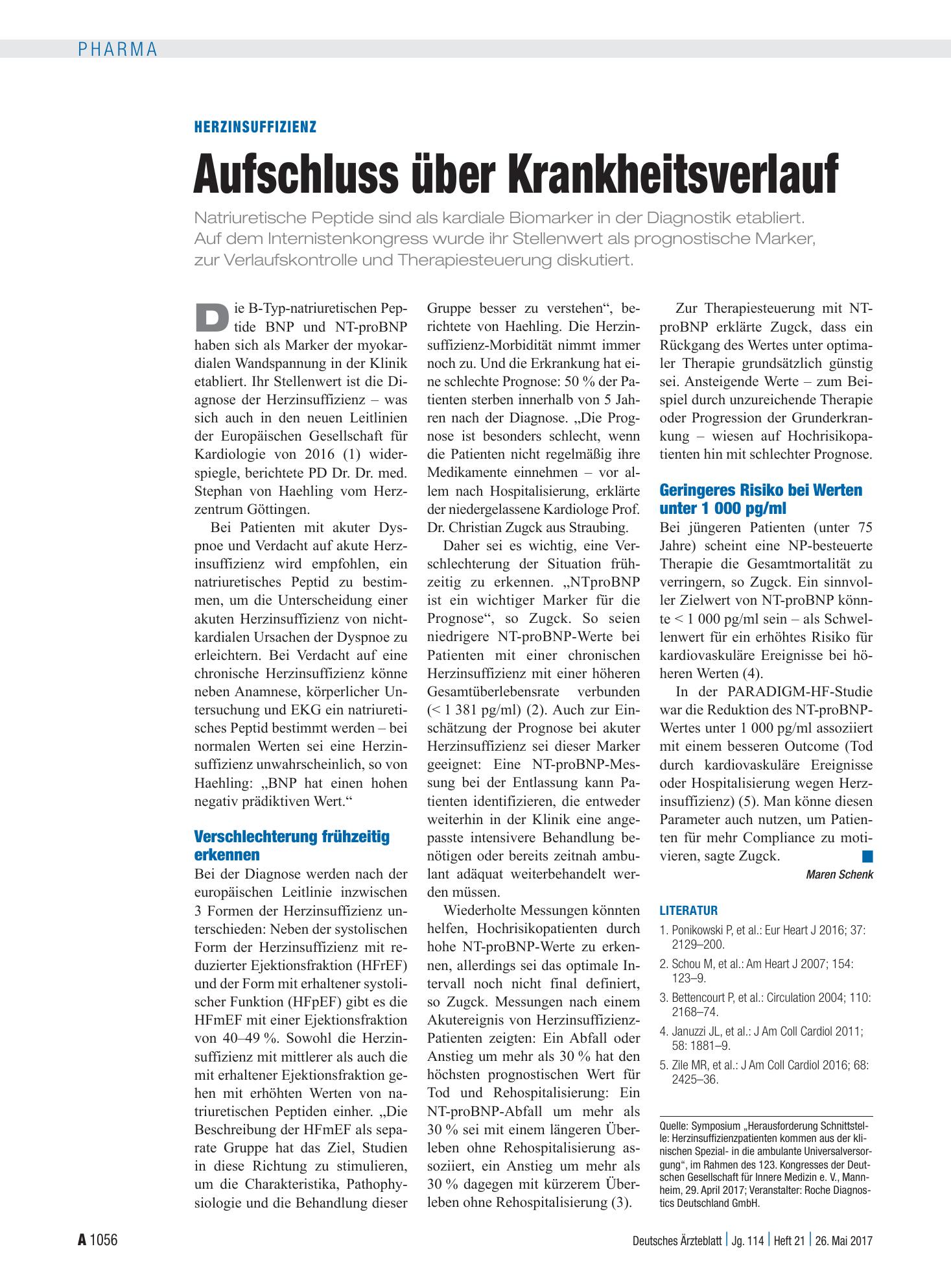 Vorschauseite 1: Herzinsuffizienz: Aufschluss über Krankheitsverlauf – Deutsches Ärzteblatt