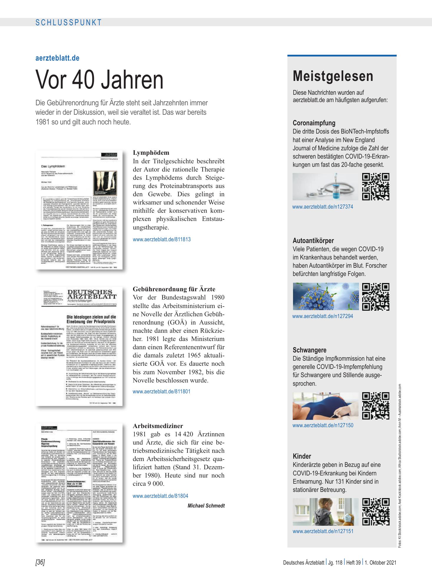 Vorschauseite 1: Meistgelesen – Deutsches Ärzteblatt