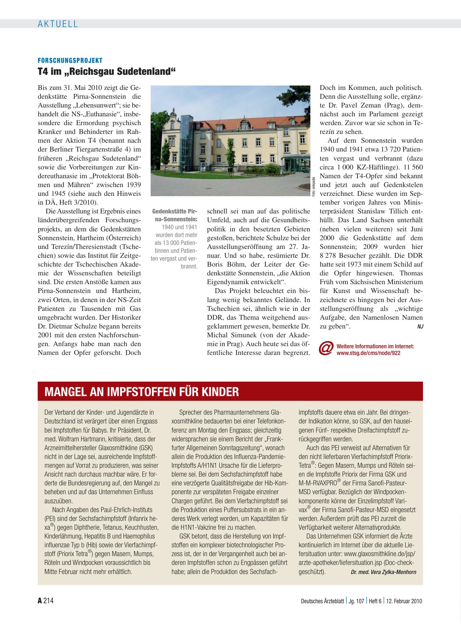 Vorschauseite 1: Mangel an Impfstoffen für Kinder – Deutsches Ärzteblatt