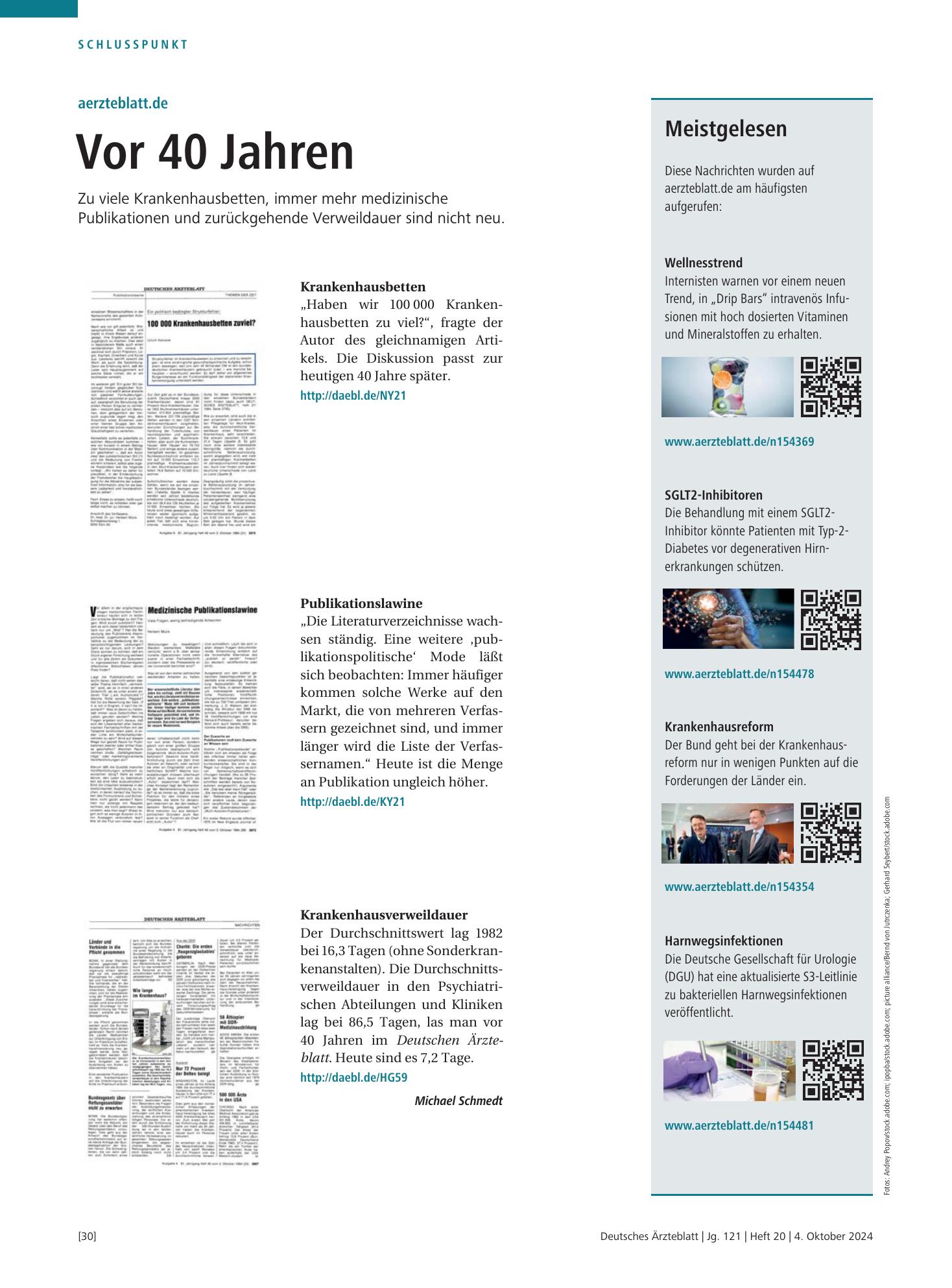 Vorschauseite 1: Meistgelesen – Deutsches Ärzteblatt