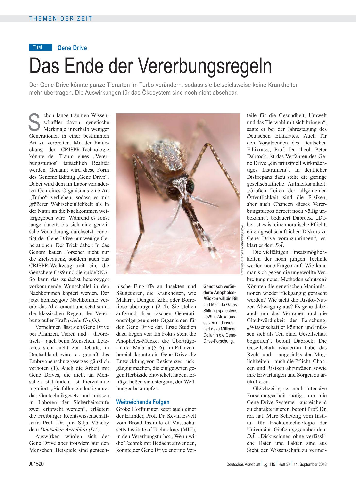 Vorschauseite 1: Gene Drive: Das Ende der Vererbungsregeln – Deutsches Ärzteblatt